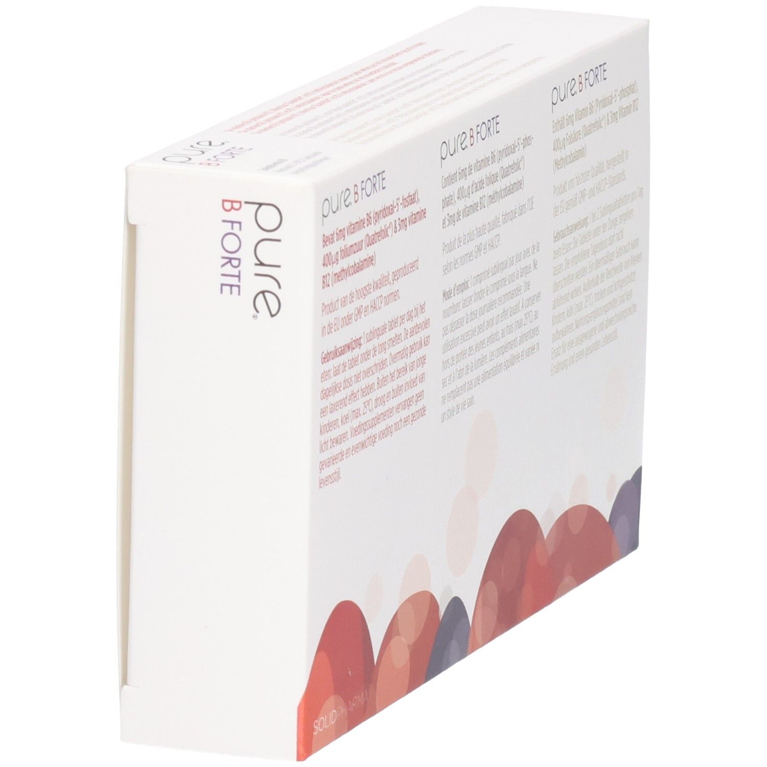 Seitenansicht der Pure B Forte Packung. Zeigt die Marke und Produktbezeichnung.