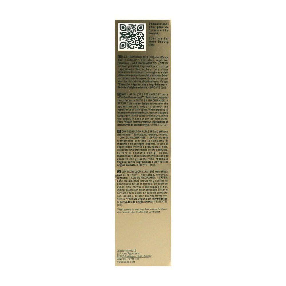 Crème Nuxe Nuxuriance Ultra SPF30 et son emballage.