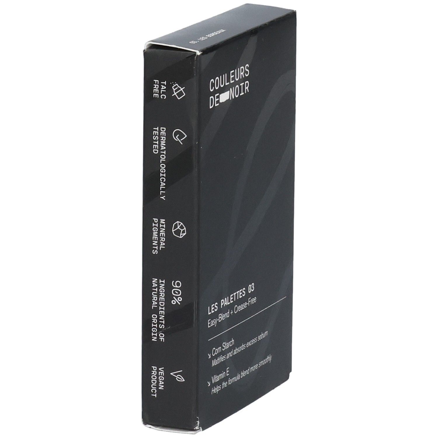 Verpackung der Lidschattenpalette 03 Les Bordeaux, vegan, dermatologisch getestet, 90% natürliche Inhaltsstoffe.