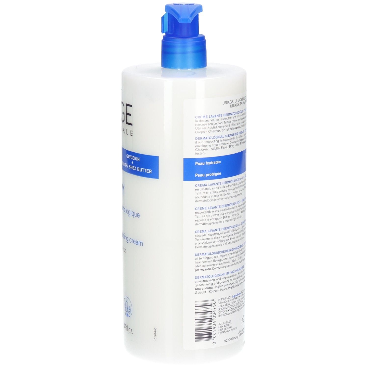 Uriage Derm-Phy Reinigungscreme mit Pumpspender, 1 Liter.
