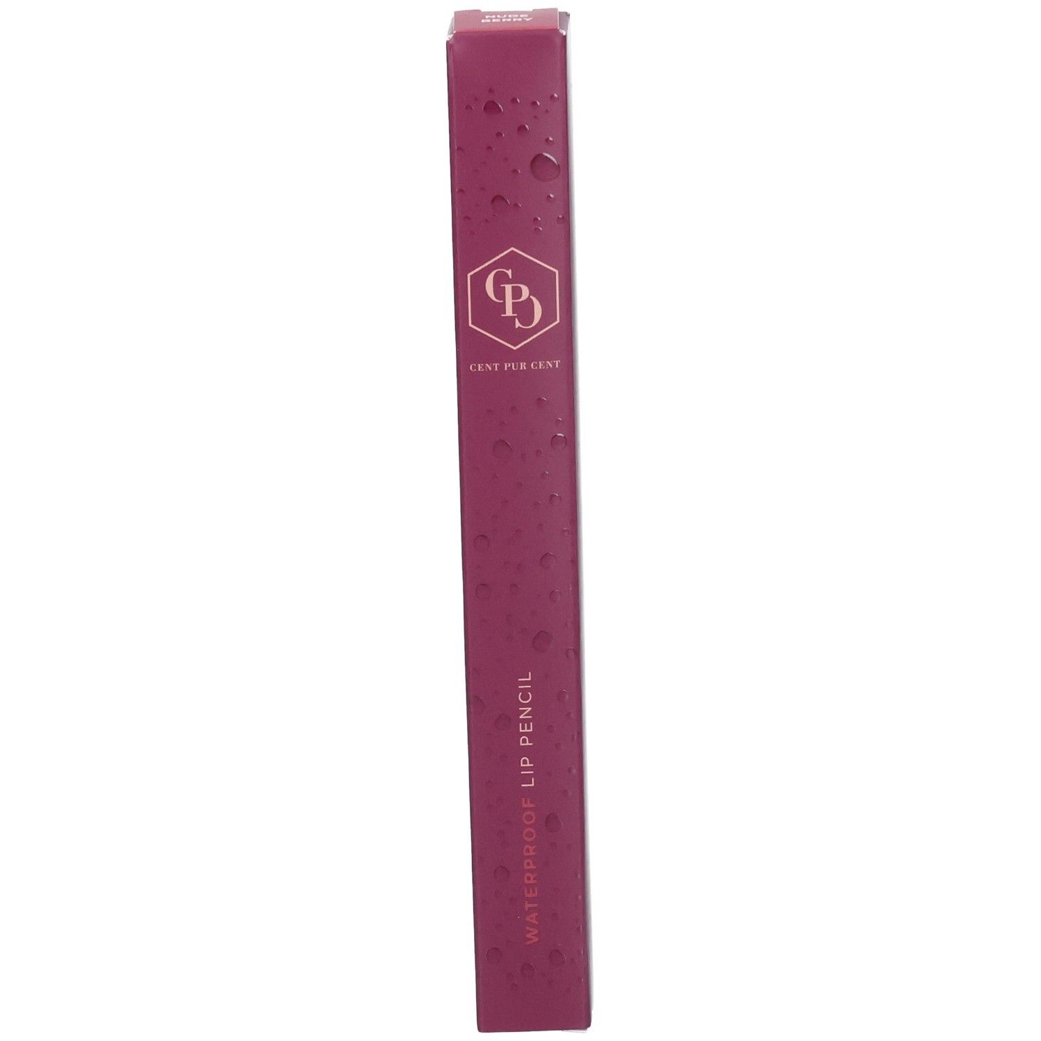 Verpackung eines wasserfesten Lippenstifts mit Logo und Produktbezeichnung.