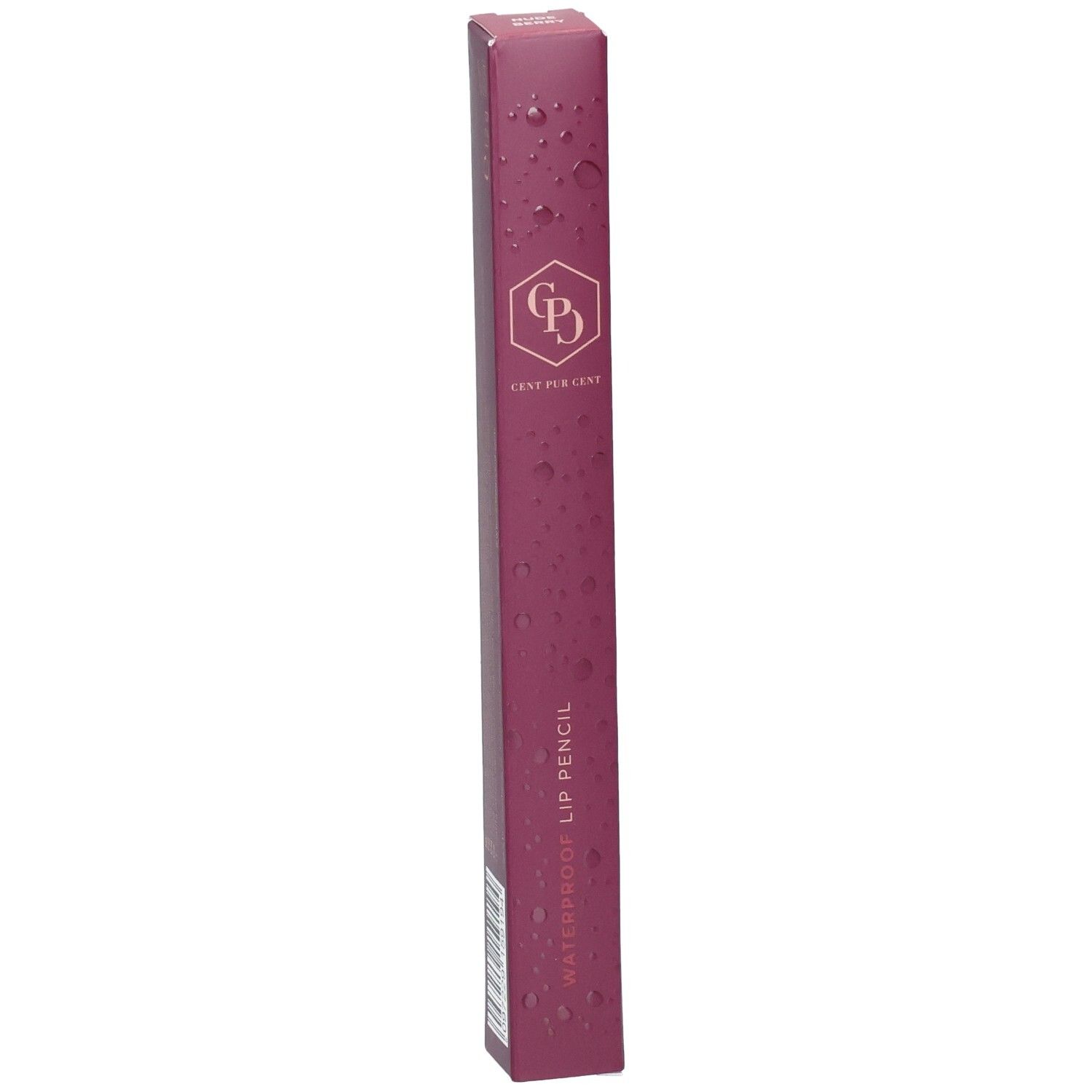 Verpackung eines wasserfesten Lippenstifts mit Logo und Produktbezeichnung.