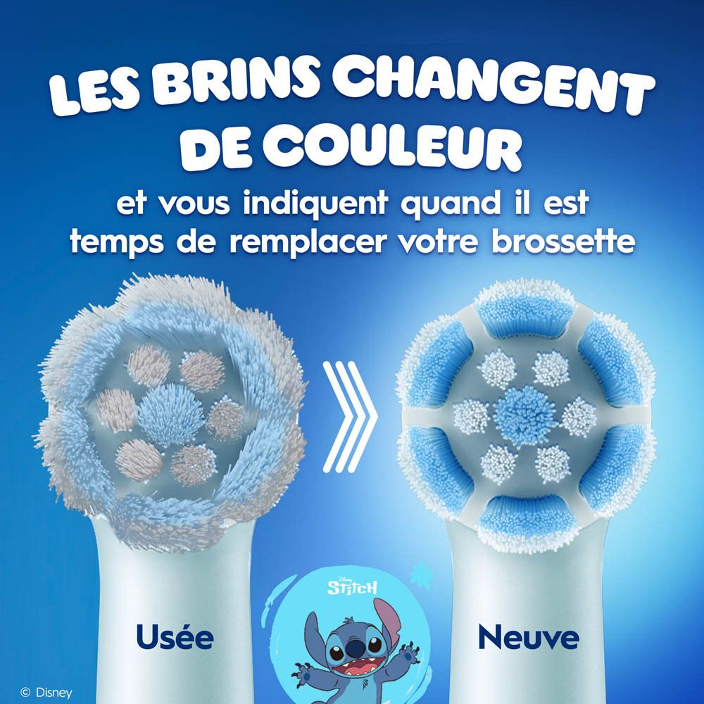 Recharges de brosse à dents pour enfants. Oral-B iO Kids, Disney Stitch. 6+. Deux recharges.