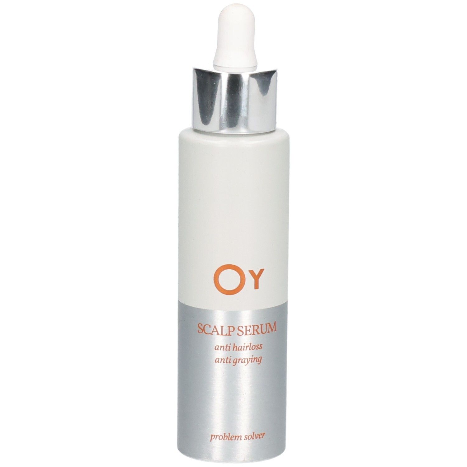 Flasche mit Pipette: Oy Scalp Serum gegen Haarausfall und graues Haar.