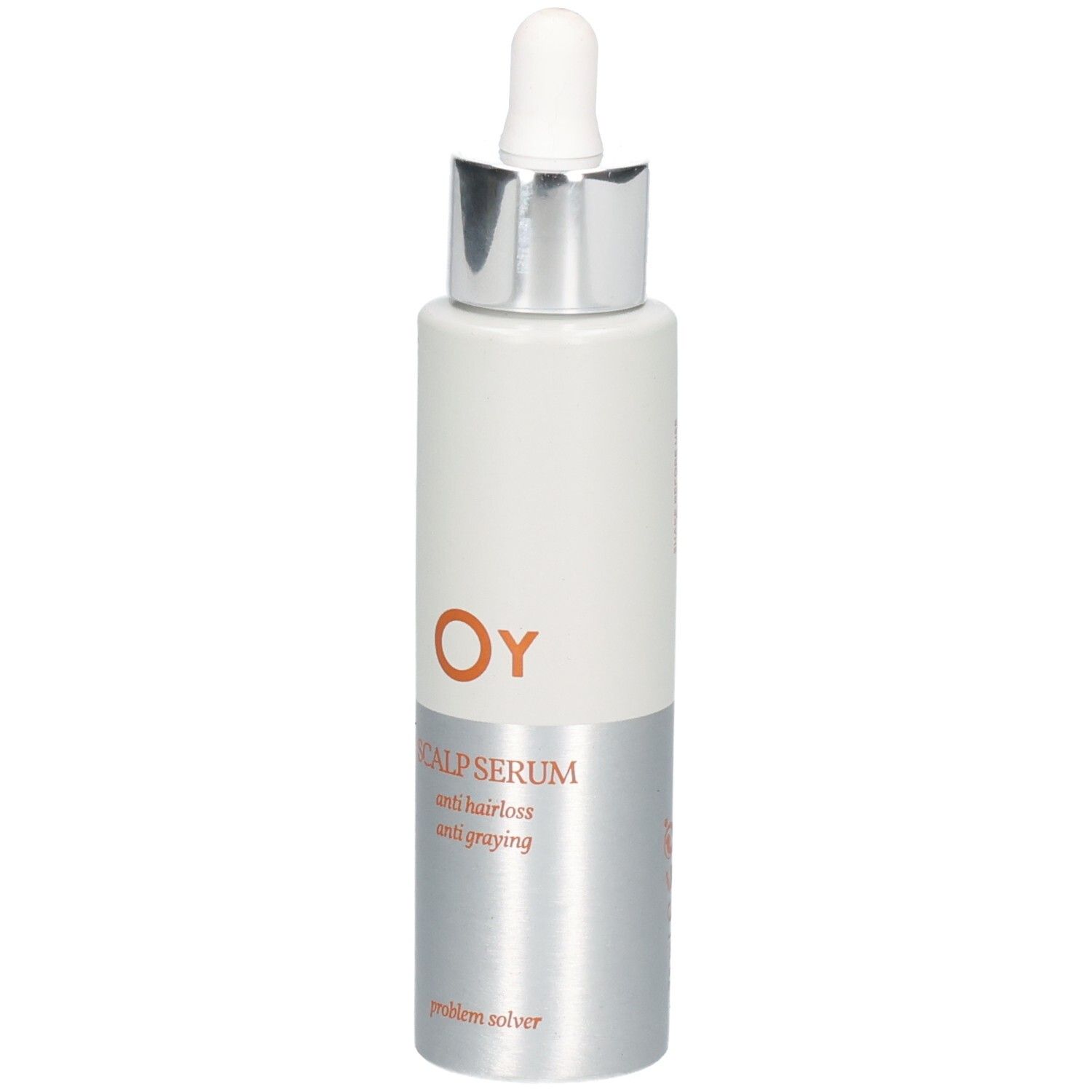 Flasche mit Pipette: Oy Scalp Serum gegen Haarausfall und graues Haar.