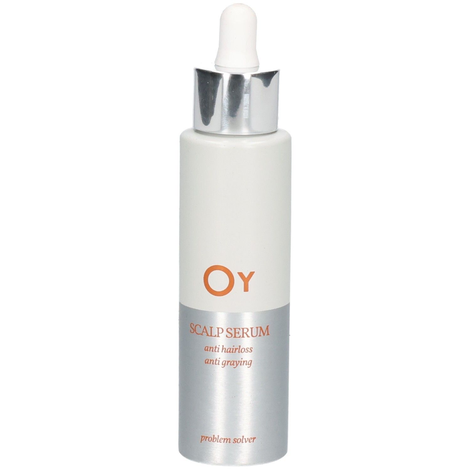 Flasche mit Pipette: Oy Scalp Serum gegen Haarausfall und graues Haar.