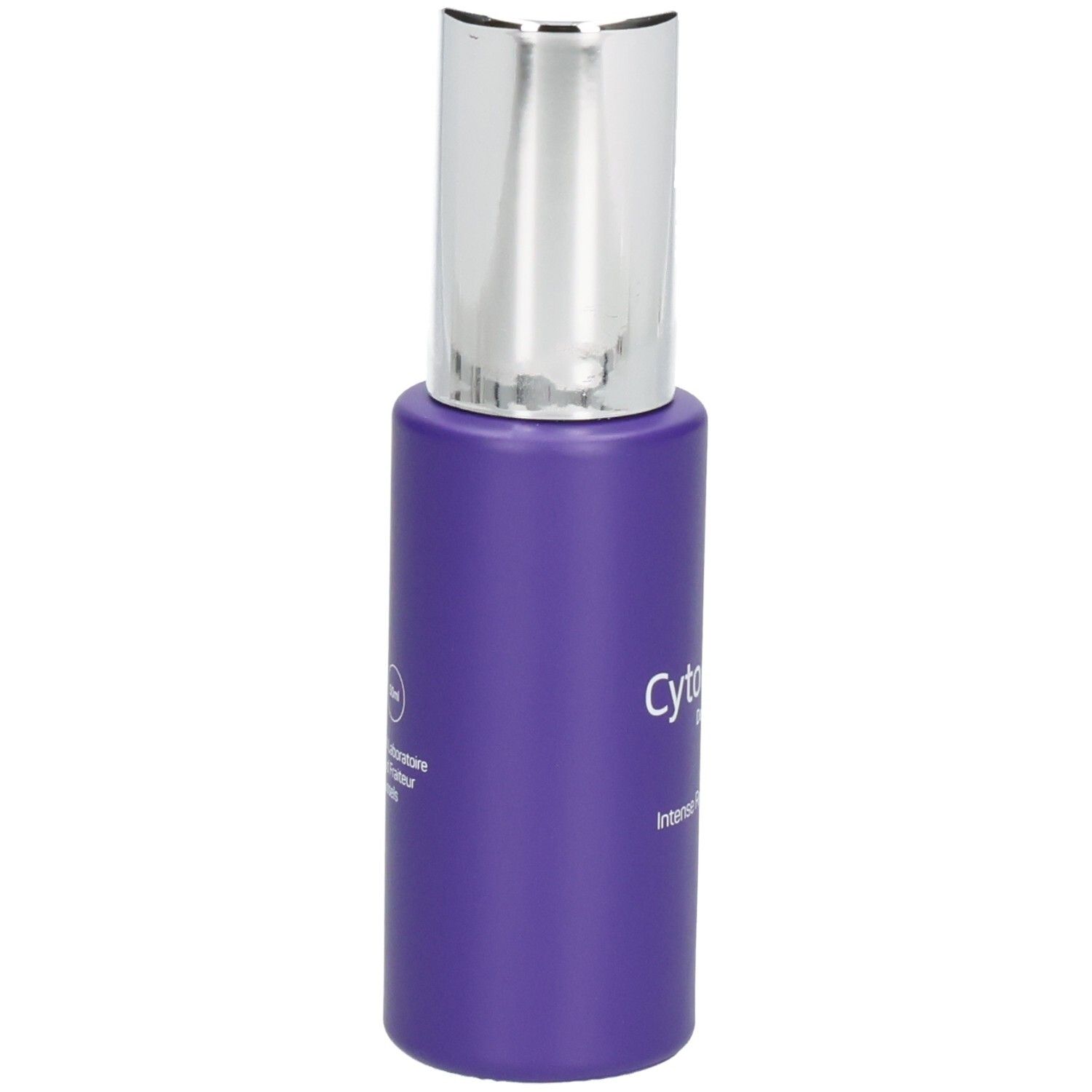Violette Flasche mit silbernem Deckel. Aufschrift: Cytoderm Dermatoporose Face, Intense Regeneration.