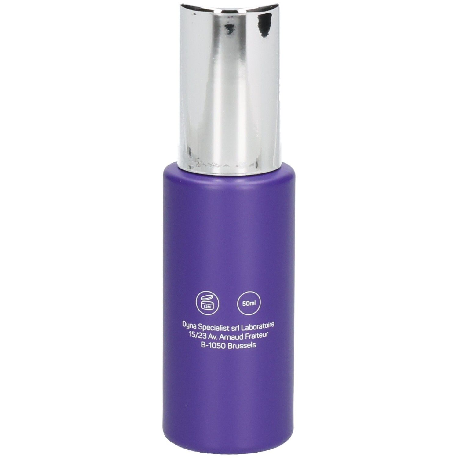 Violette Flasche mit silbernem Deckel. Aufschrift: Cytoderm Dermatoporose Face, 50ml, Dyne Specialist.