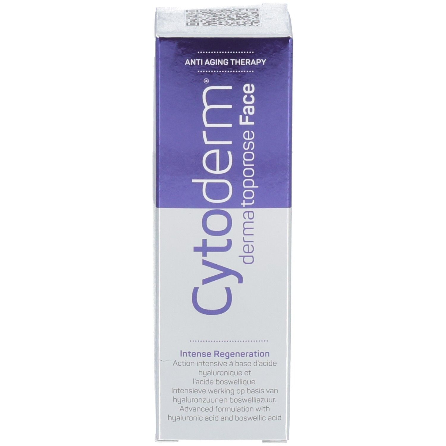 Verpackung. Aufschrift: Cytoderm Dermatoporose Face, Intense Regeneration, Anti-Aging Therapy.
