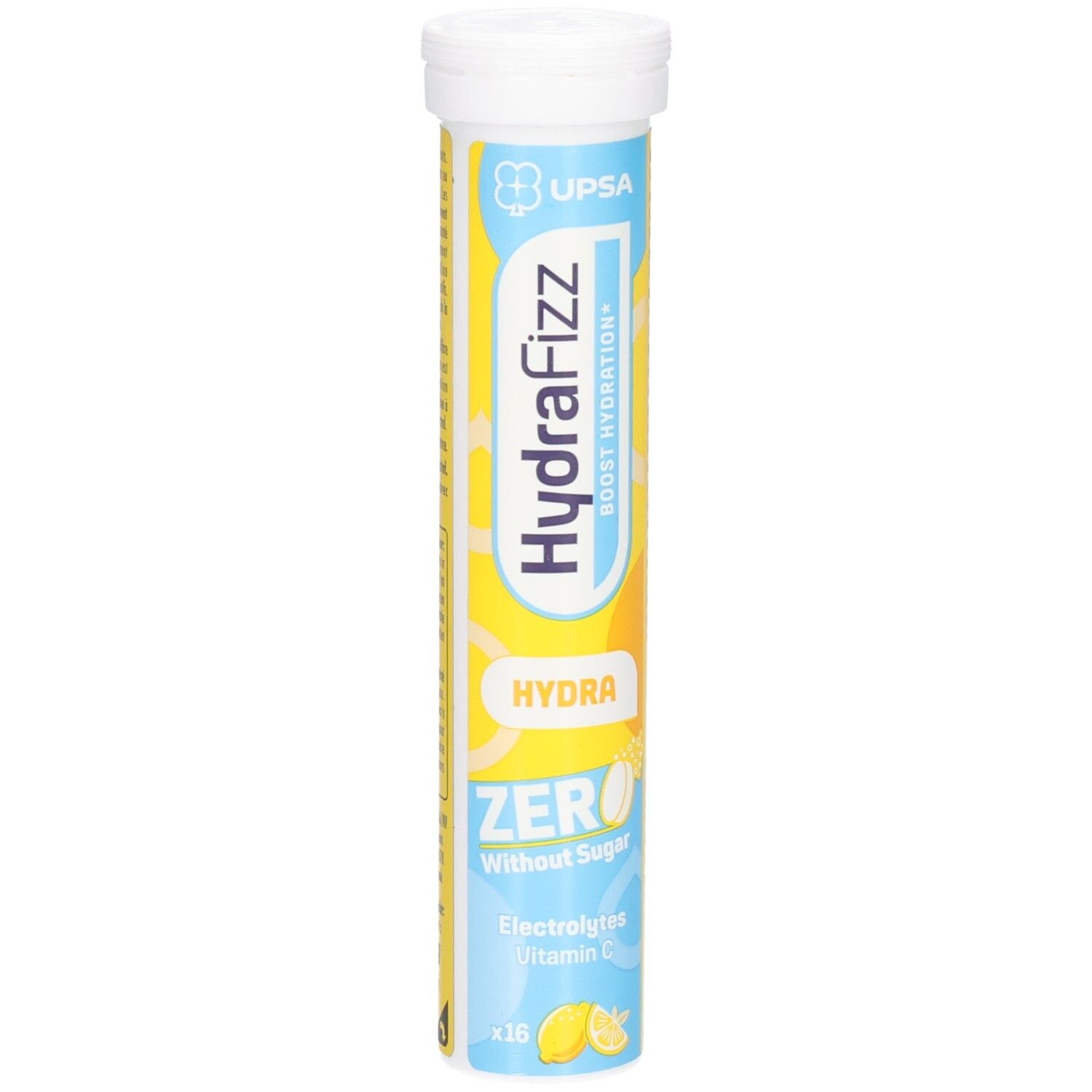 Hydrafizz Hydra Lemon Zero: Röhrchen mit 16 Brausetabletten, zuckerfrei, mit Elektrolyten und Vitamin C.