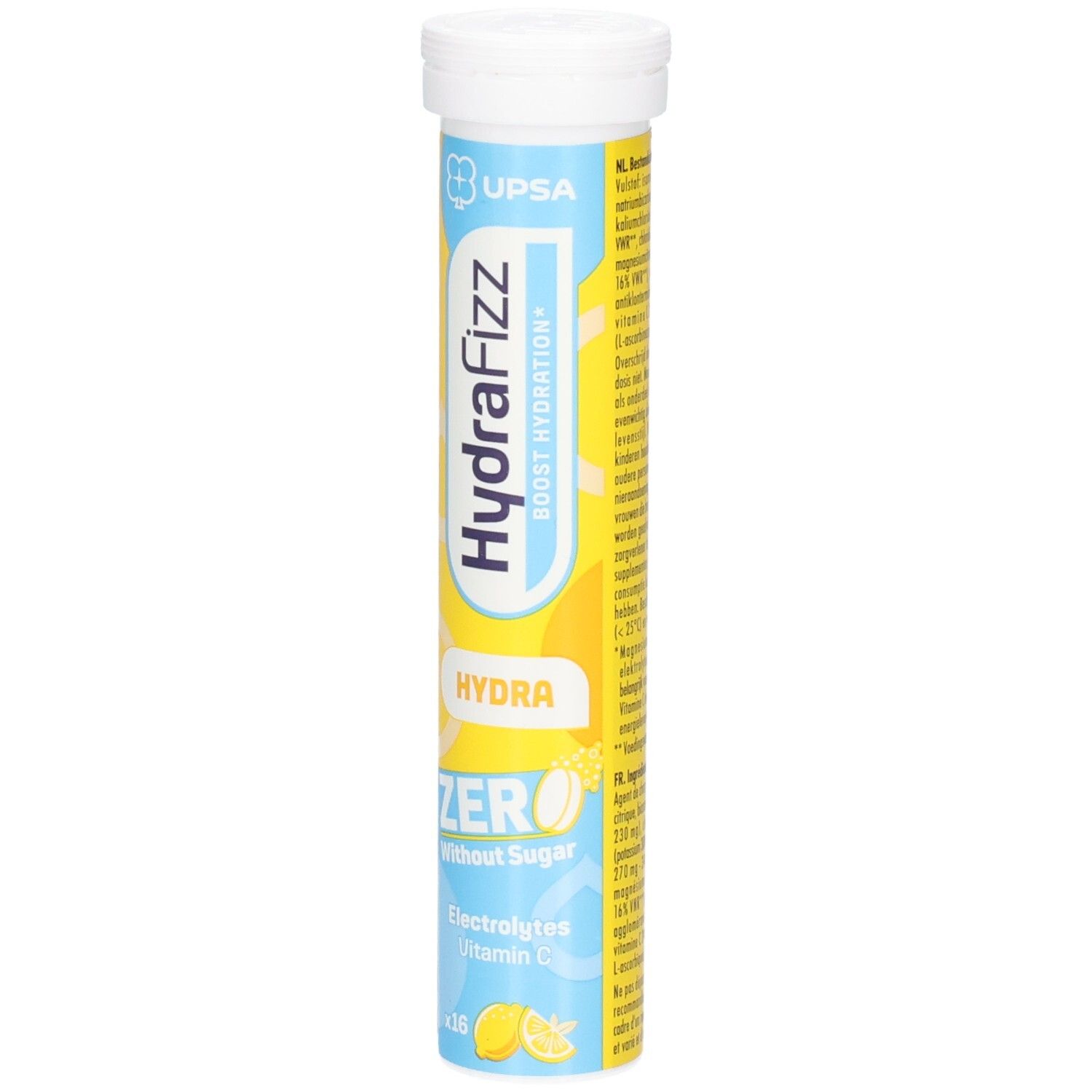Hydrafizz Hydra Lemon Zero: Röhrchen mit 16 Brausetabletten, zuckerfrei, mit Elektrolyten und Vitamin C.