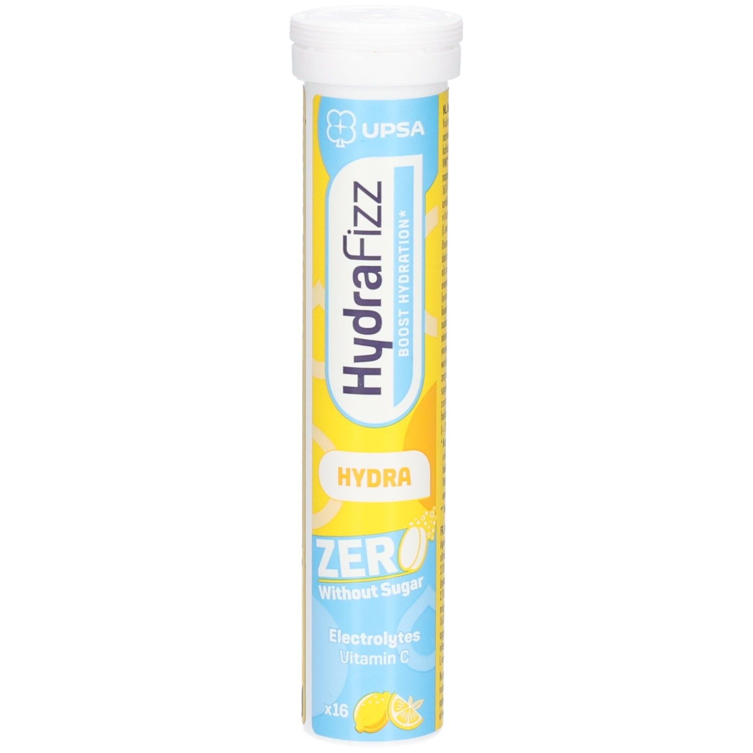 Hydrafizz Hydra Lemon Zero: Röhrchen mit 16 Brausetabletten, zuckerfrei, mit Elektrolyten und Vitamin C.