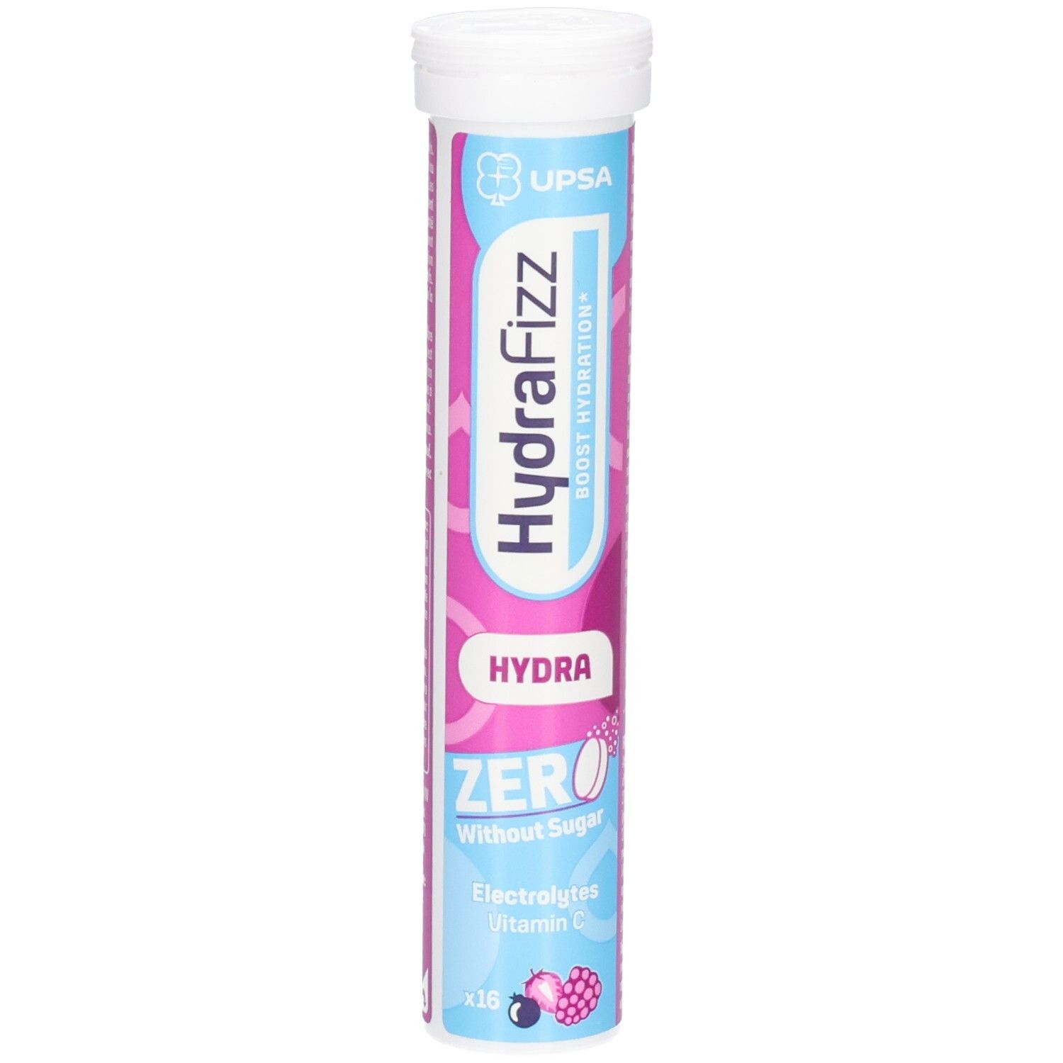 Hydrafizz Hydra Zero: Brausetabletten mit Elektrolyten und Vitamin C, zuckerfrei, 16 Stück.
