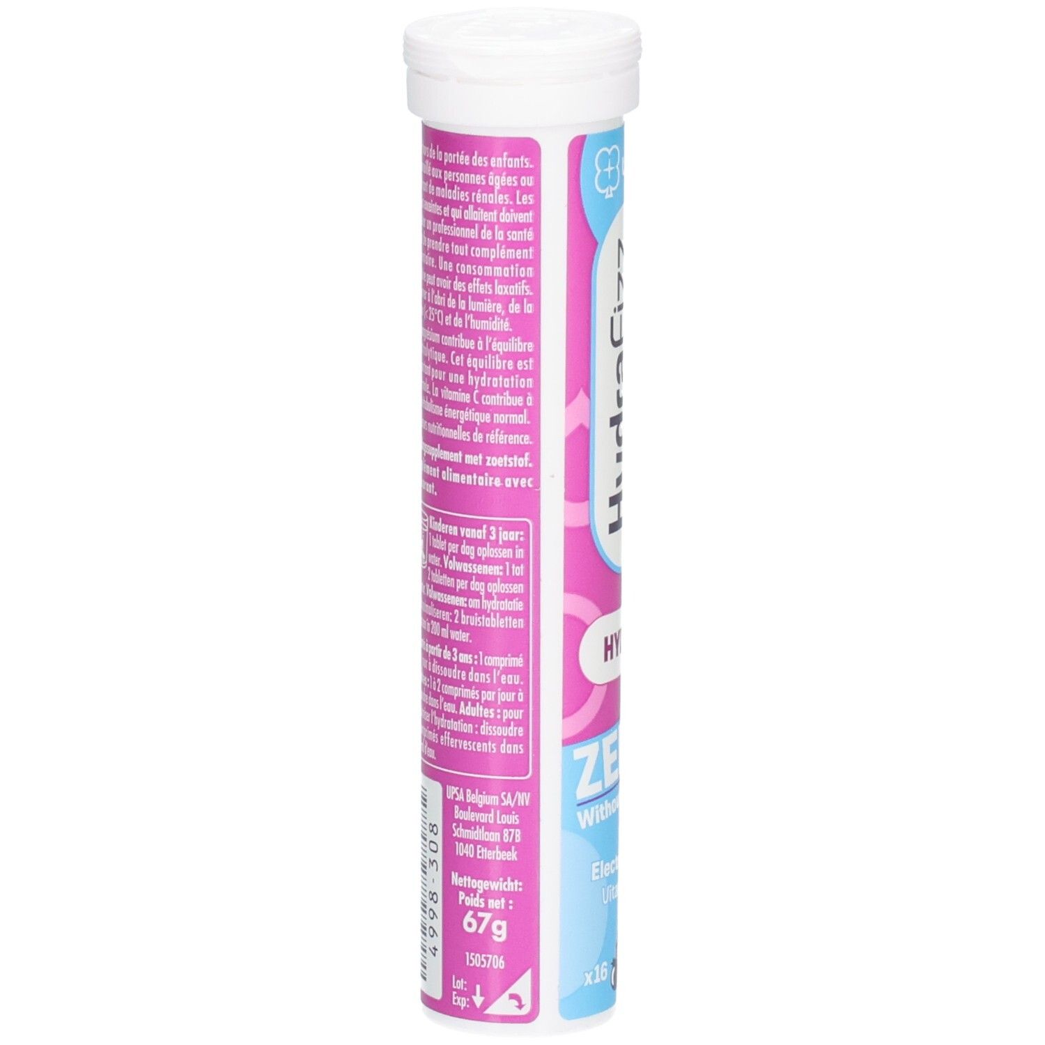 Hydrafizz Hydra Zero: Rückseite der Verpackung mit Anwendungshinweisen und Inhaltsstoffen.