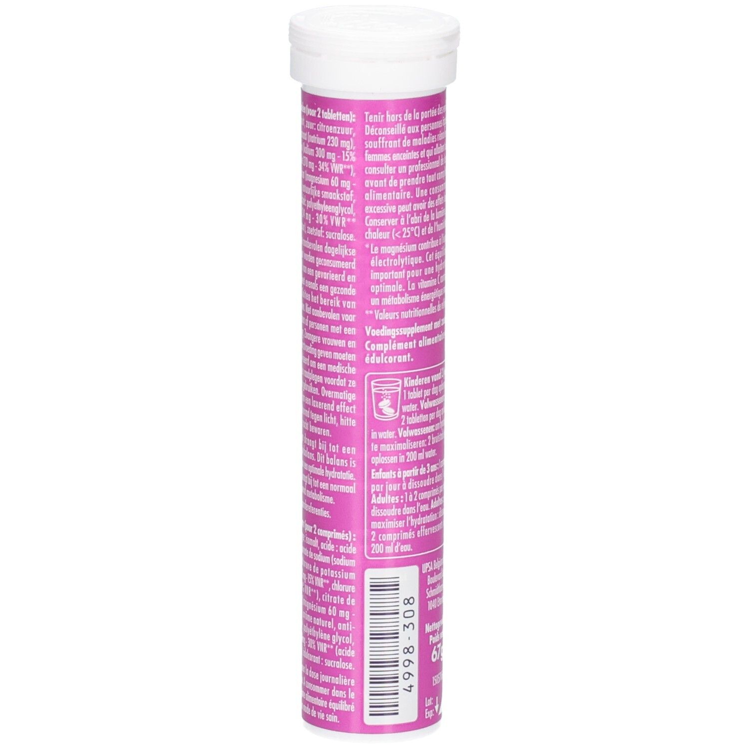 Hydrafizz Hydra Zero: Seitenansicht der Verpackung mit detaillierten Produktinformationen.