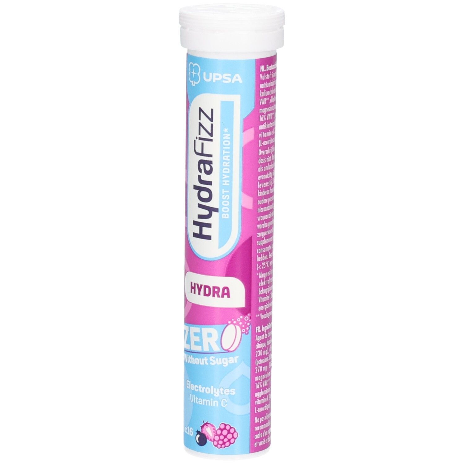 Hydrafizz Hydra Zero: Brausetabletten mit Elektrolyten und Vitamin C, zuckerfrei, 16 Stück.