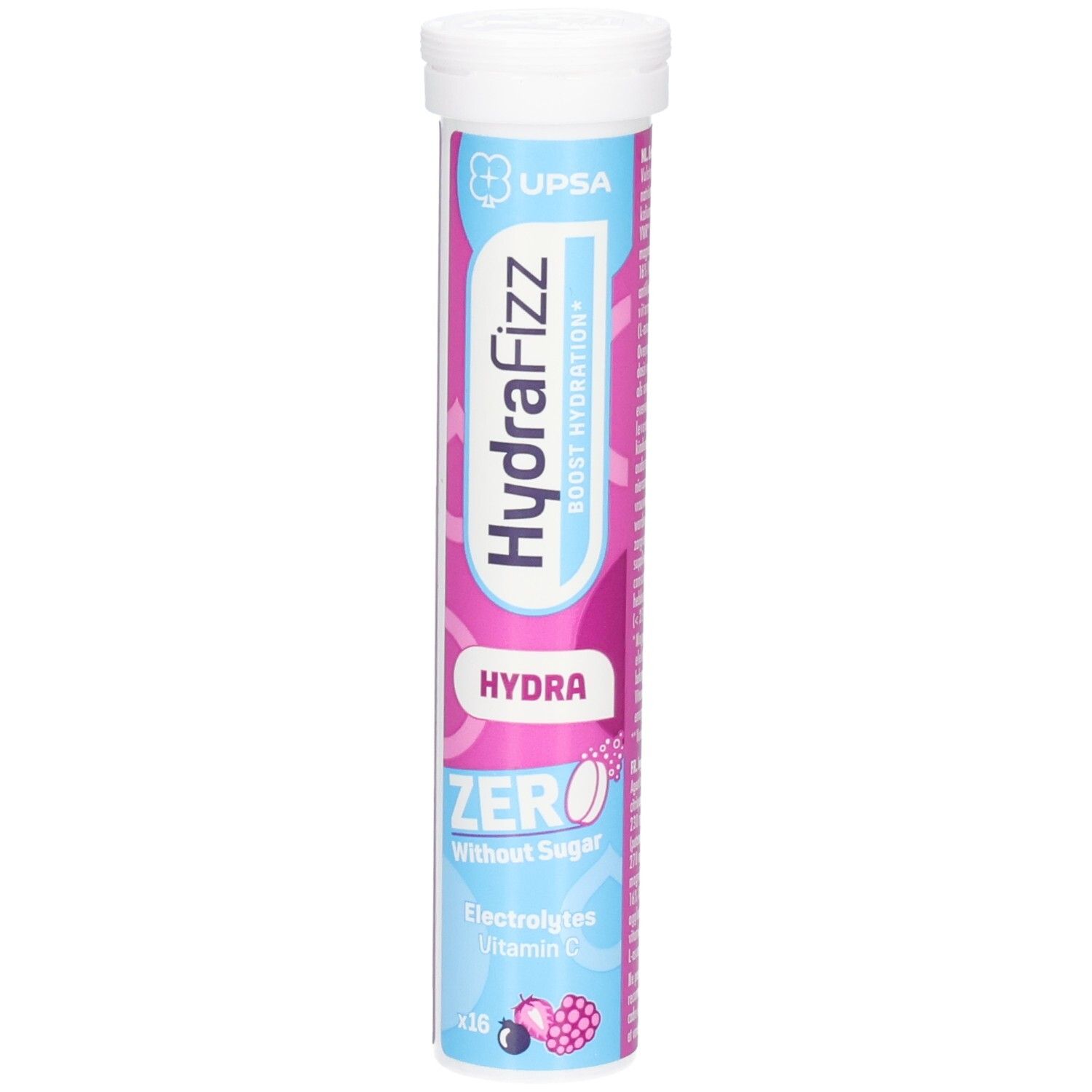 Hydrafizz Hydra Zero: Brausetabletten mit Elektrolyten und Vitamin C, zuckerfrei, 16 Stück.