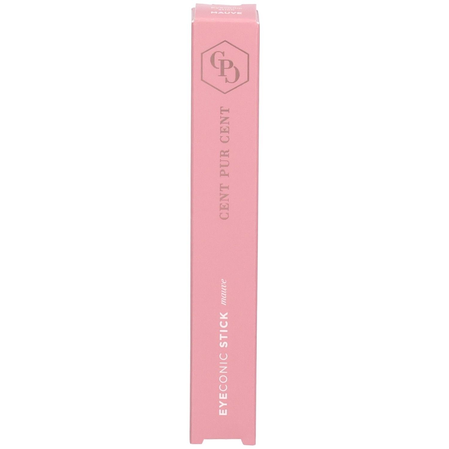 Cent Pur Cent Eyeconic Stick Mauve aufrecht in seiner rosafarbenen Verpackung.