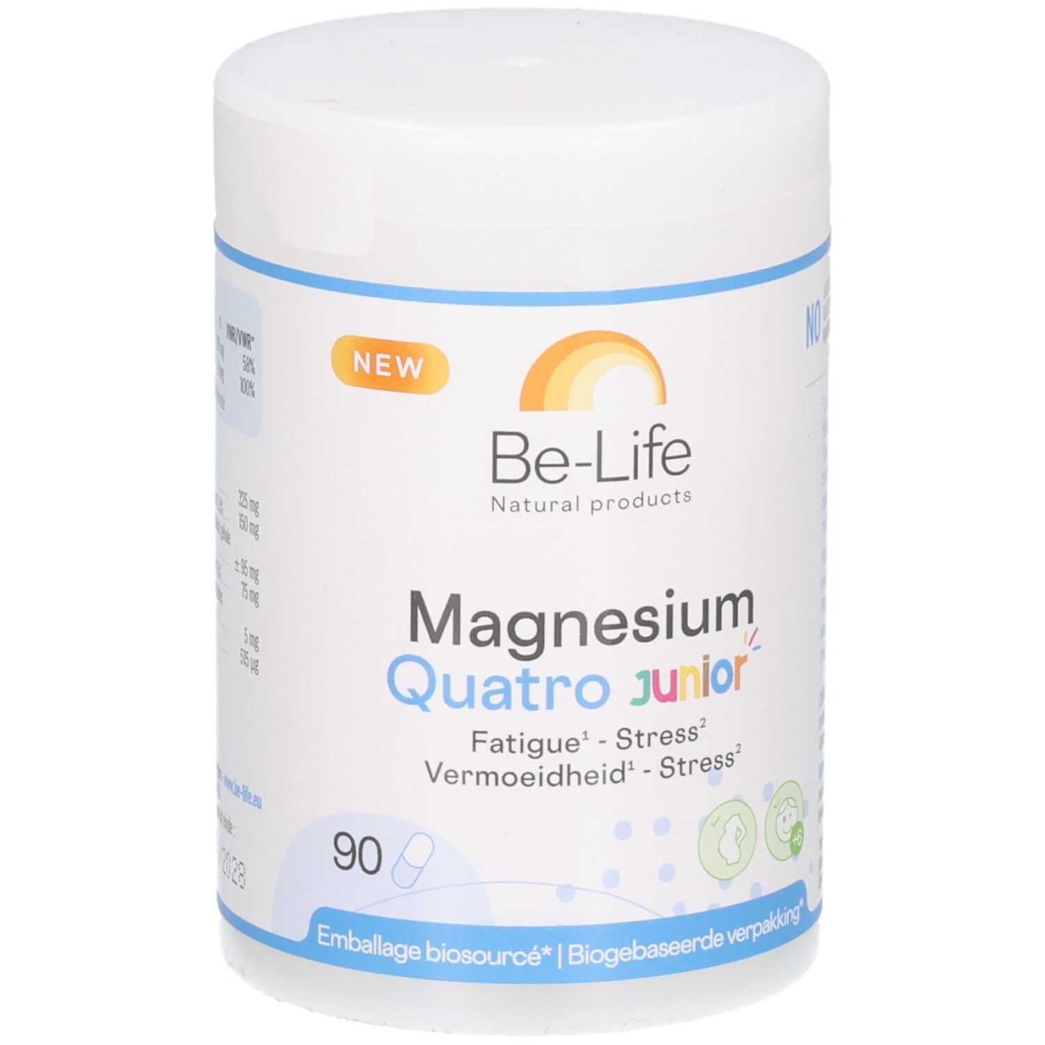 Be-Life Magnesium Quatro Junior Dose mit 90 Kapseln. Neue Produkteinführung.