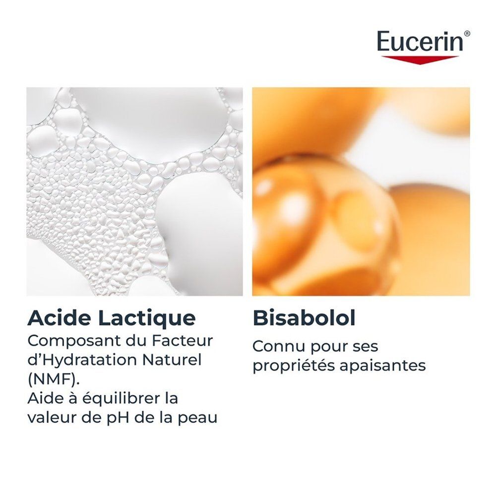 Nahaufnahme von Milchsäure und Bisabolol, Inhaltsstoffe von Eucerin Intim Protect.