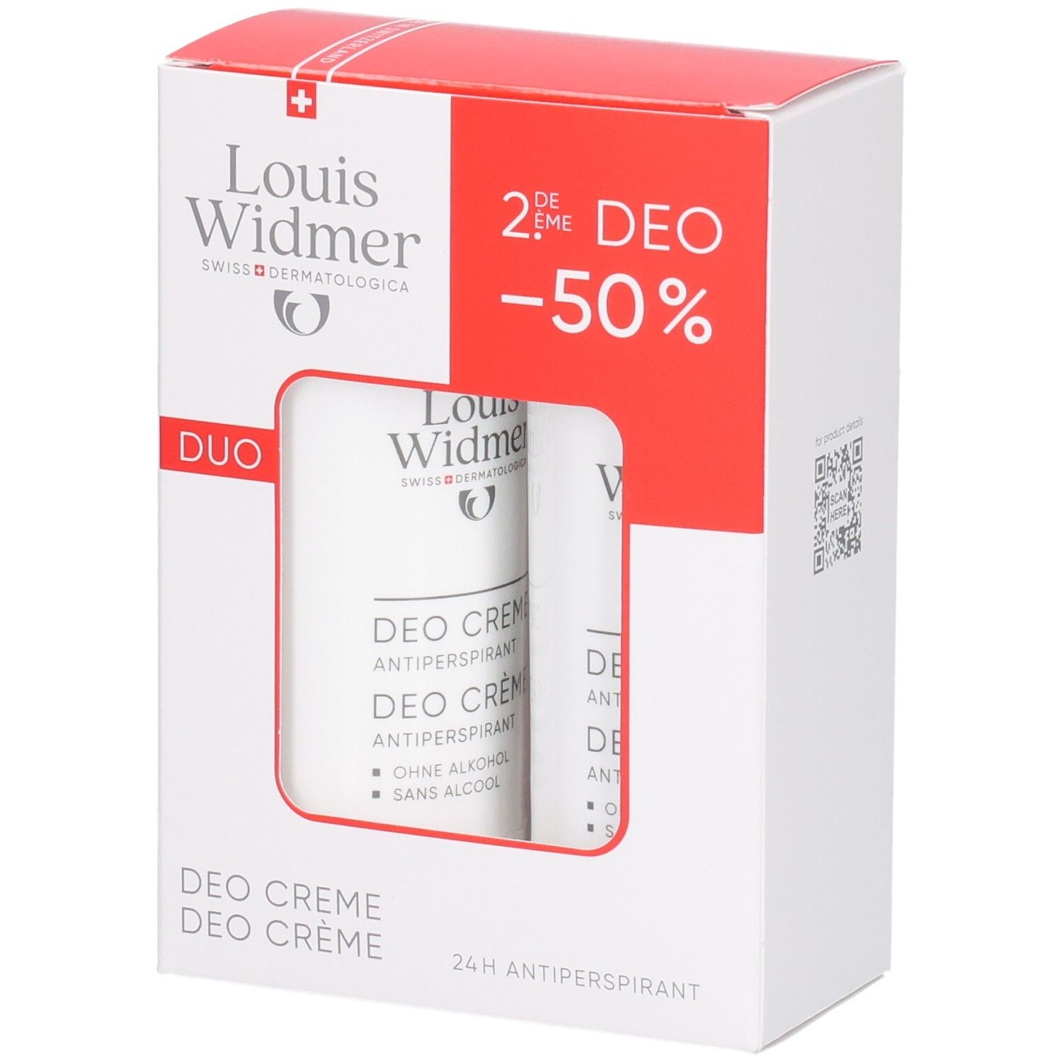 Louis Widmer Duo Packung mit zwei Deocremes, 24h Antiperspirant.