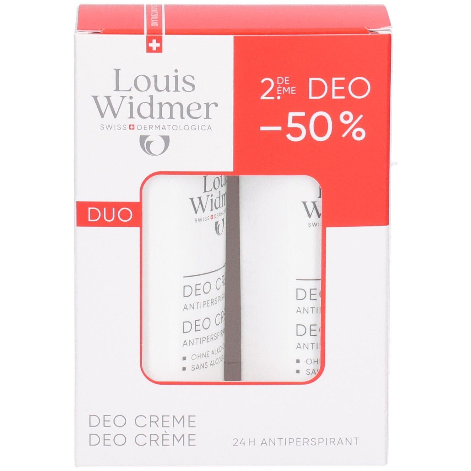 Louis Widmer Duo Packung mit zwei Deocremes, 24h Antiperspirant.
