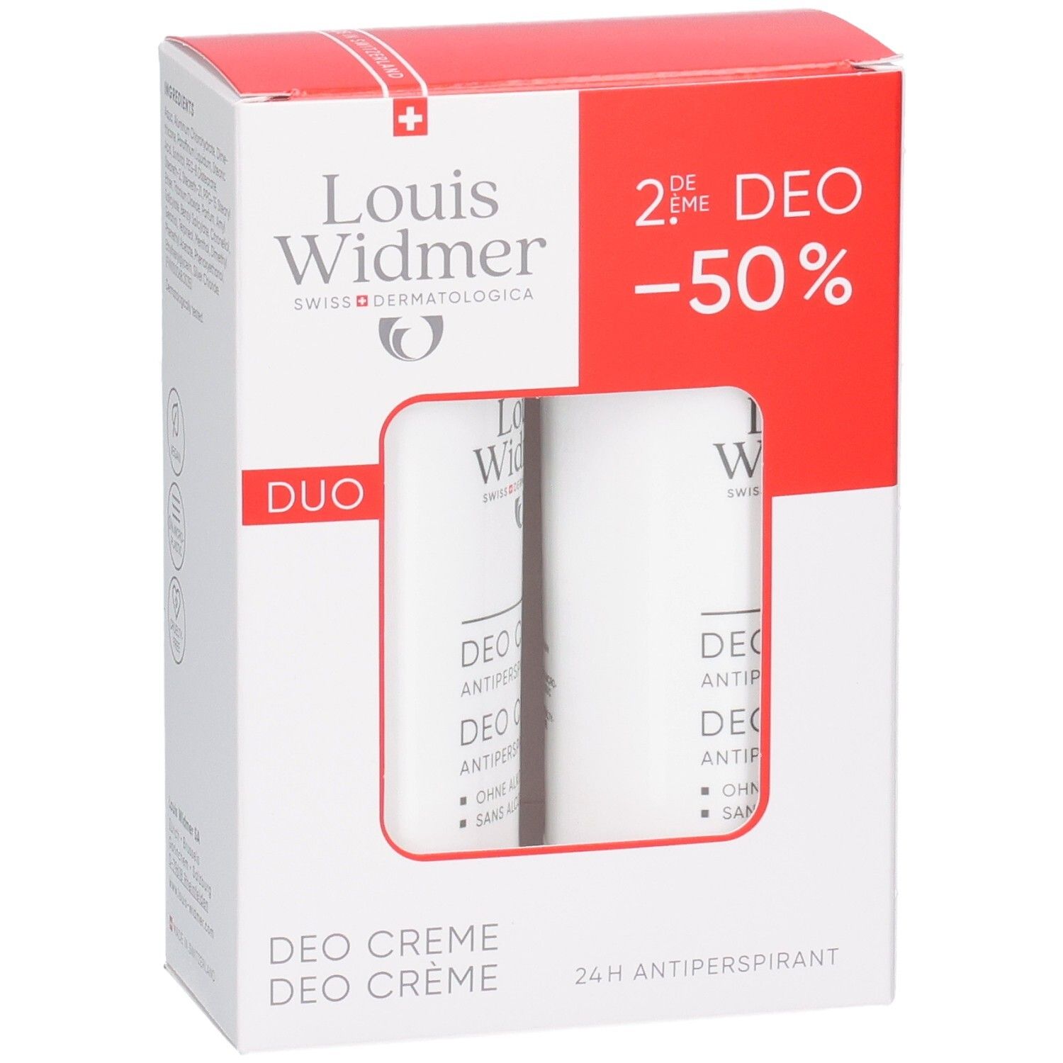 Louis Widmer Duo Packung mit zwei Deocremes, 24h Antiperspirant.