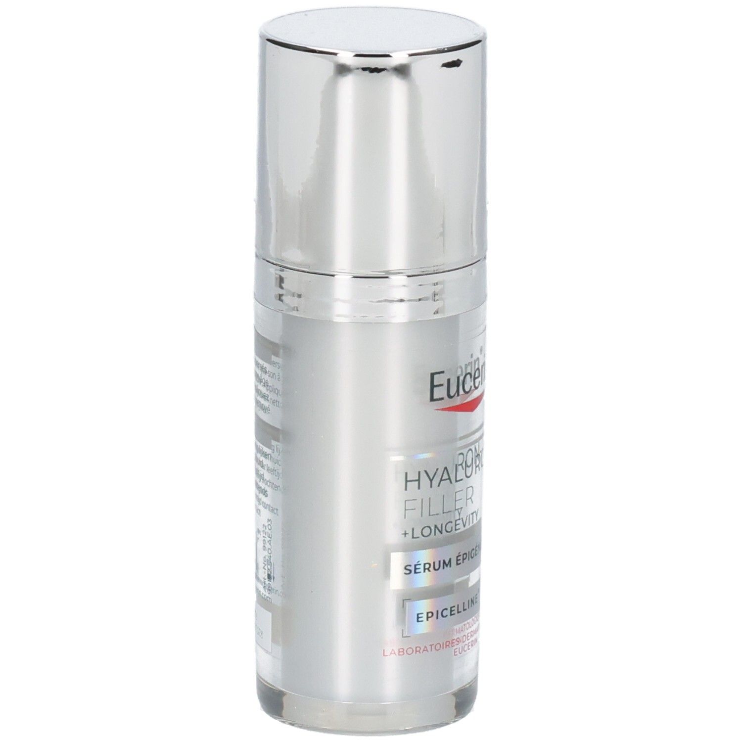 Eucerin Hyaluron-Filler + Longevity Epigenetisches Serum Flasche mit Pumpspender.