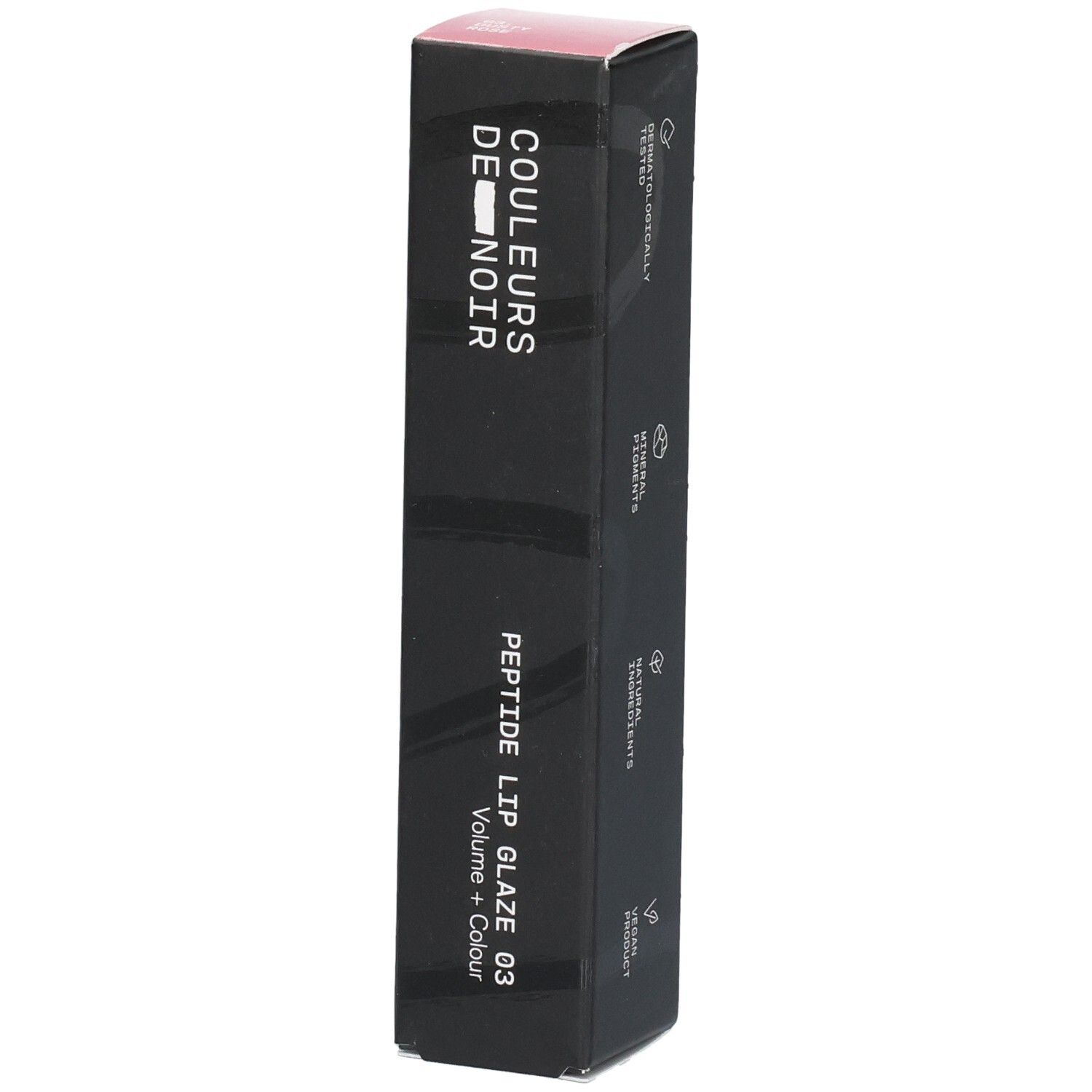 Schwarze Verpackung für PEPTIDE LIP GLAZE 03 Volume + Colour.