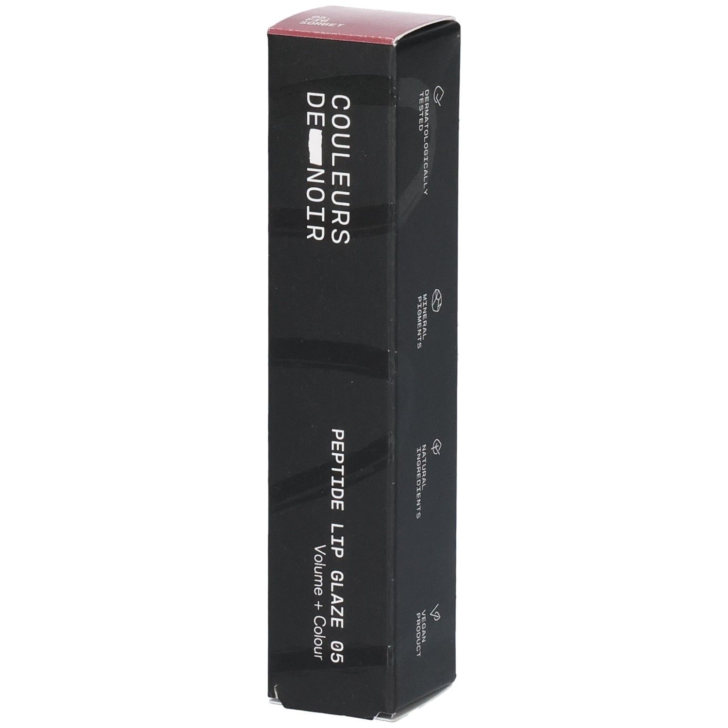 Schwarze Verpackung für Peptide Lip Glaze 05.