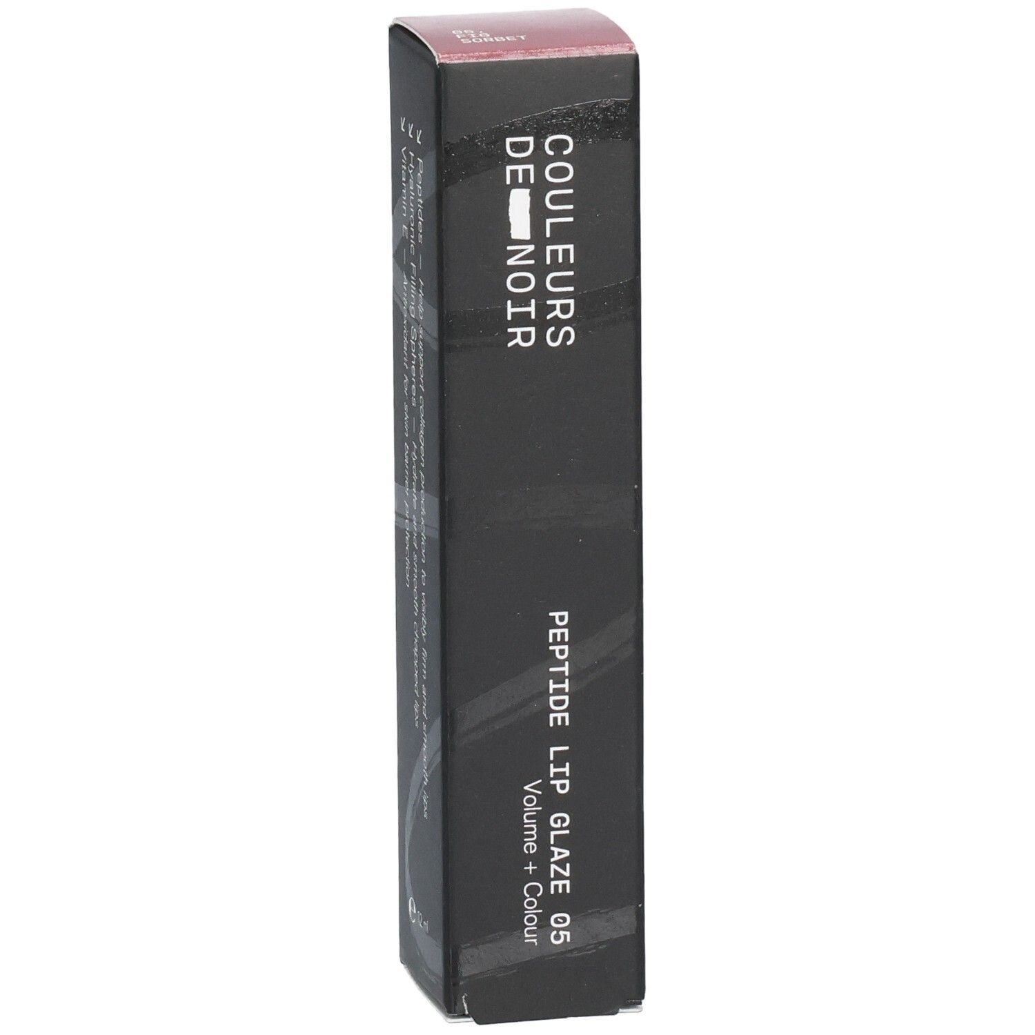 Verpackung für COULEURS DE NOIR PEPTIDE LIP GLAZE 05, Volume + Colour.