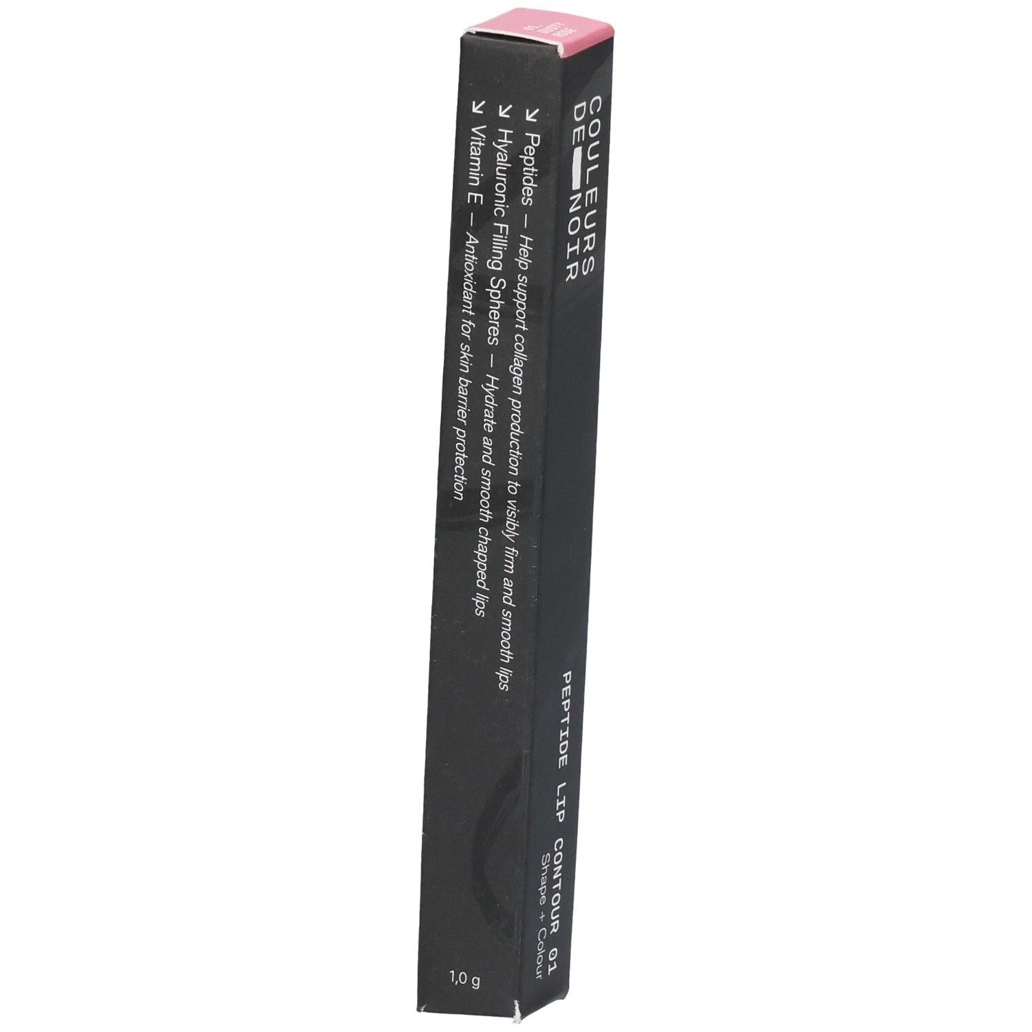 Verpackung mit Inhaltsstoffen: Peptide, Hyaluronsäure, Vitamin E.