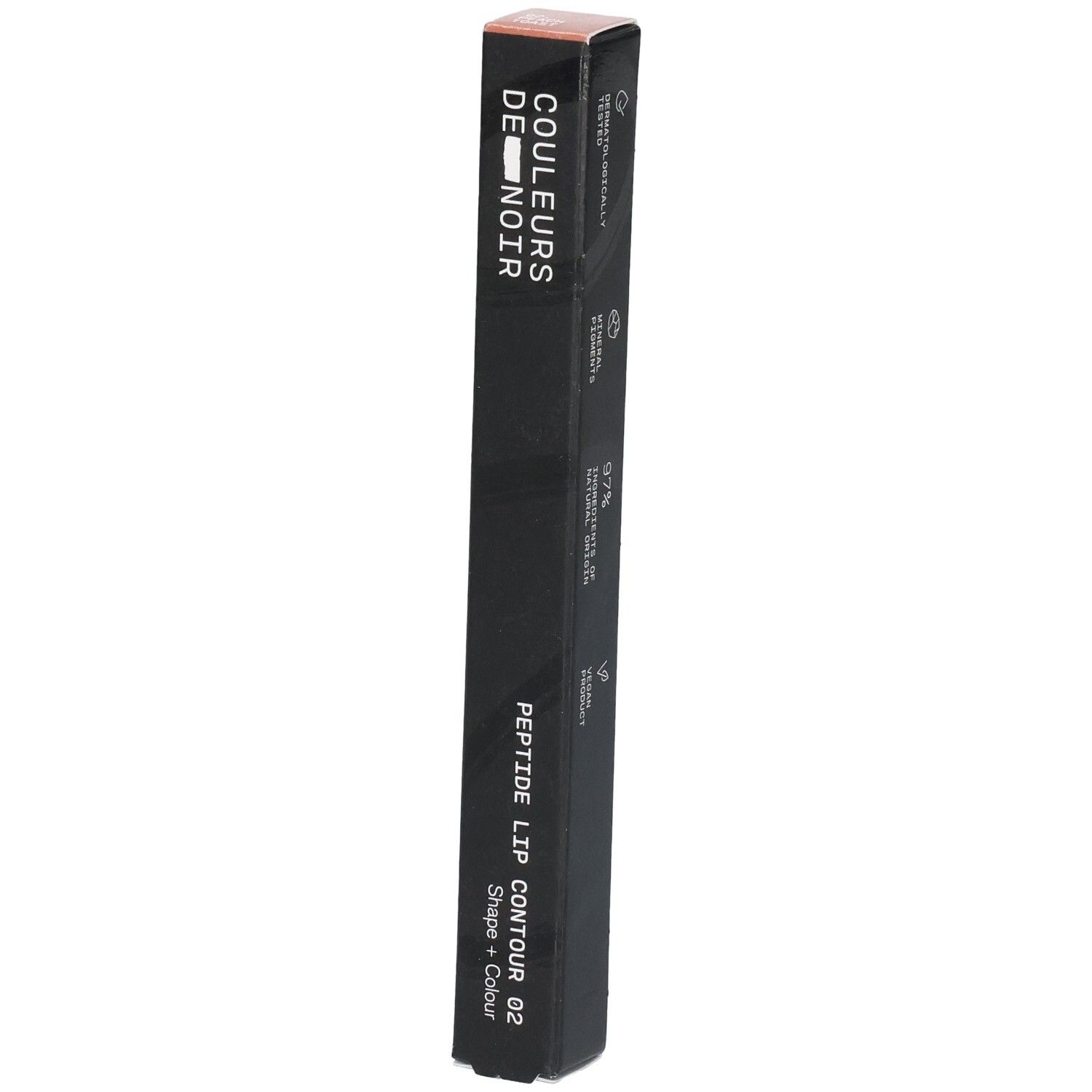 Verpackung des Lipliners 'Couleurs de Noir Peptide Lip Contour 02 Peach Toast'.