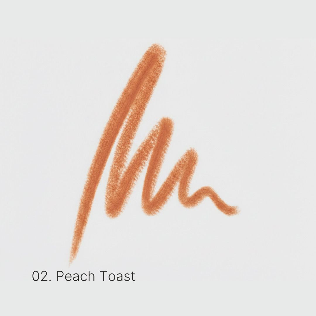 Crayon à lèvres 'Couleurs de Noir Peptide Lip Contour 02 Peach Toast' avec texte imprimé.