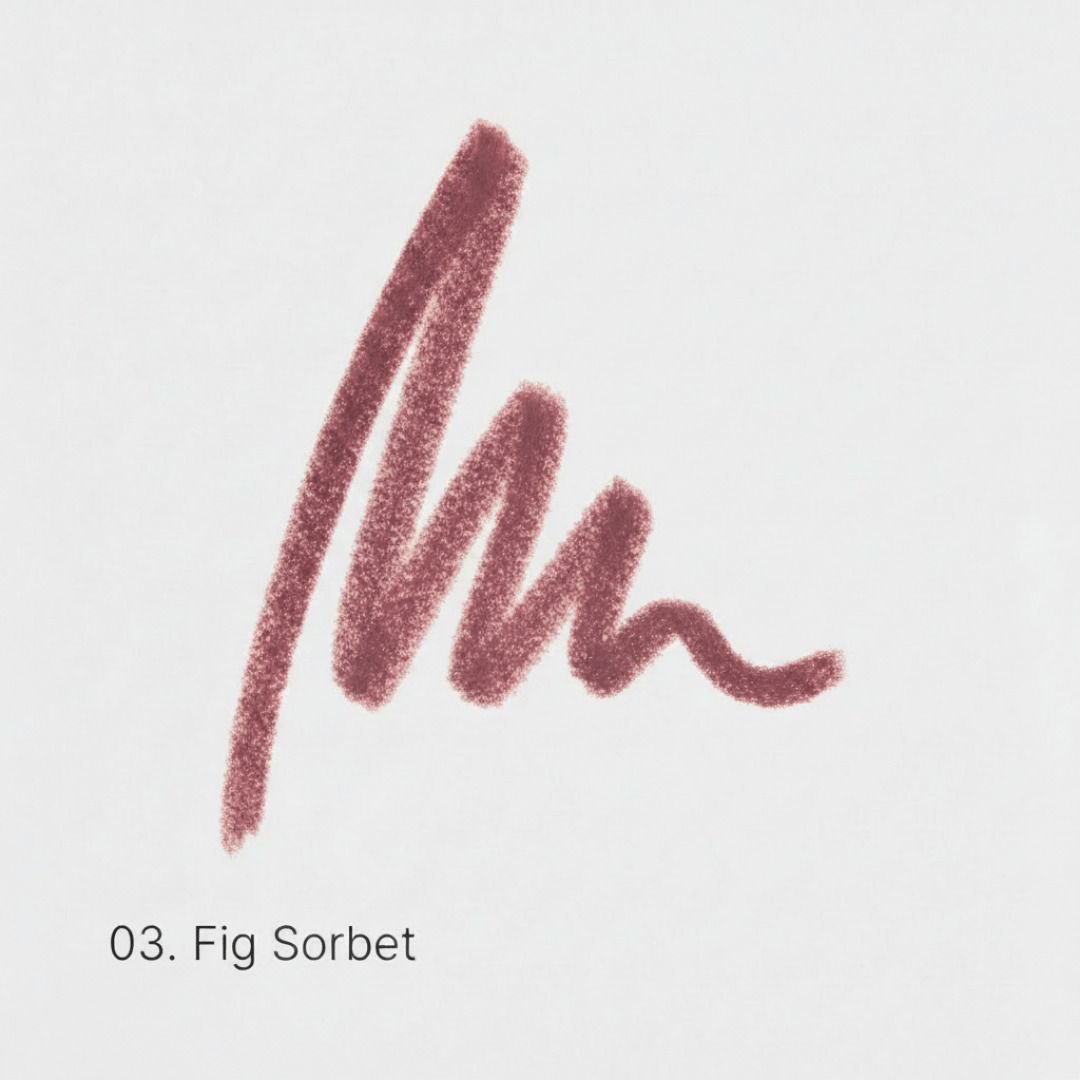 Emballage du crayon à lèvres 'Couleurs de Noir Peptide Lip Contour 03 Fig Sorbet' avec ingrédients.