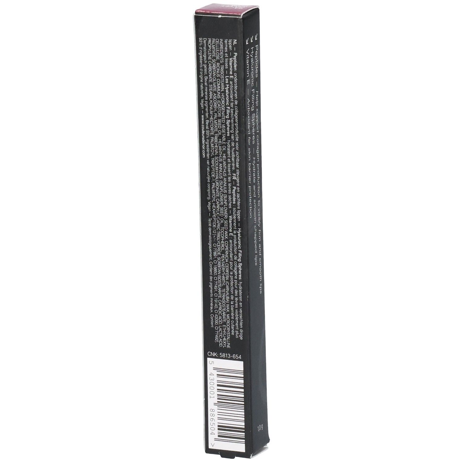 Seitenansicht der Verpackung mit Barcode und Produktinformationen.