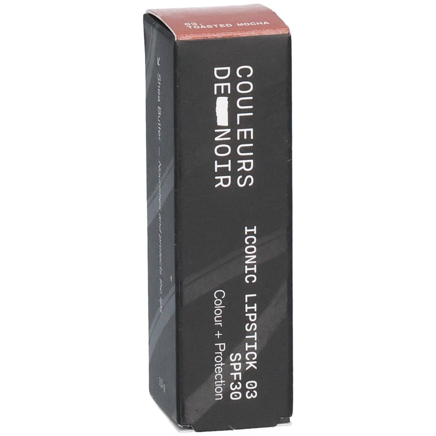 Verpackung für ikonischen Lippenstift, Farbe 03, mit LSF 30 und Schutz.
