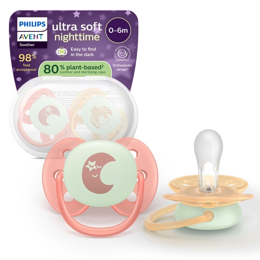 Philips AVENT Sucette Ultra Soft Night Time 0-6m |Terracotta/Pêche