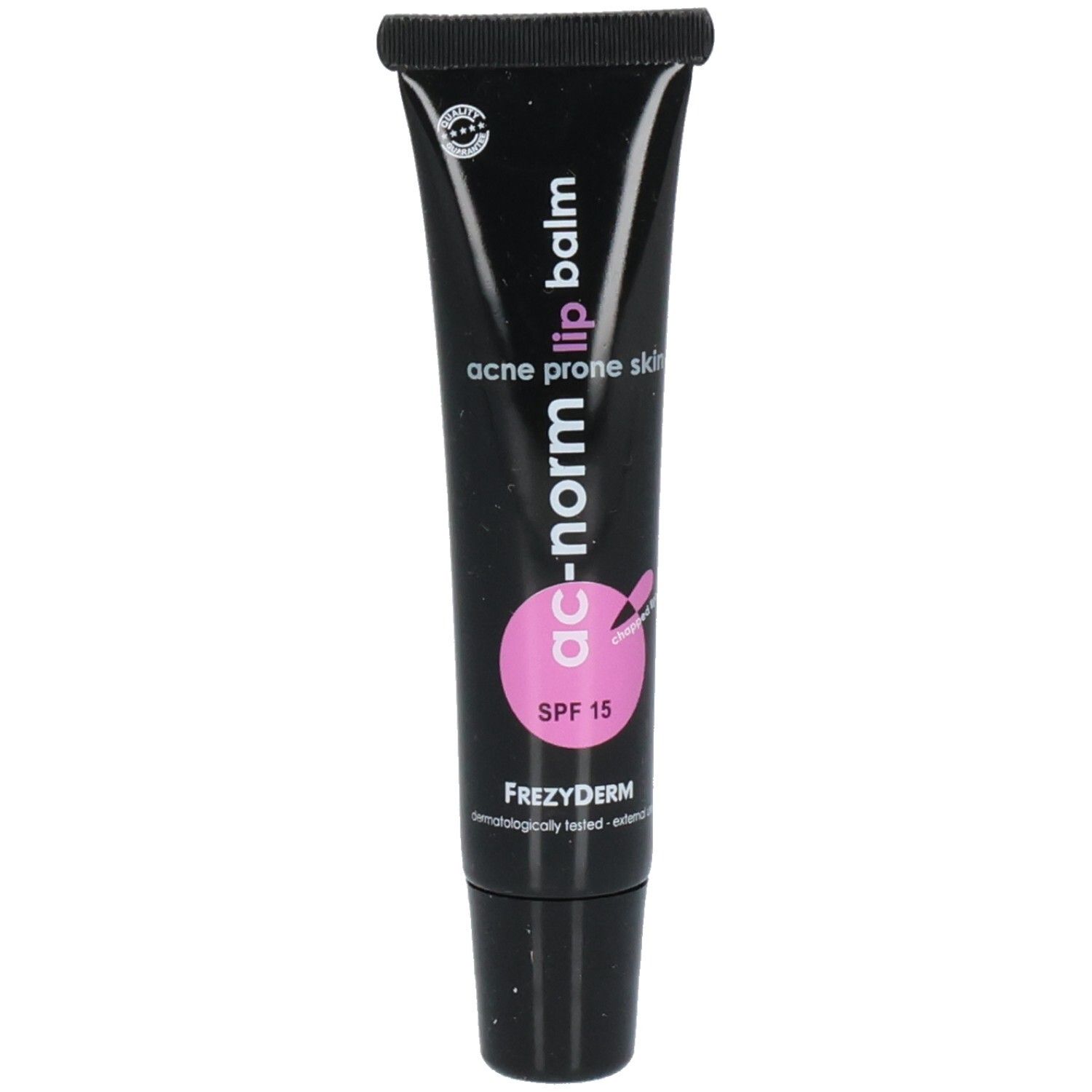 Frezyderm Ac-Norm Lippenbalsam Tube mit SPF 15 für zu Akne neigende Haut.