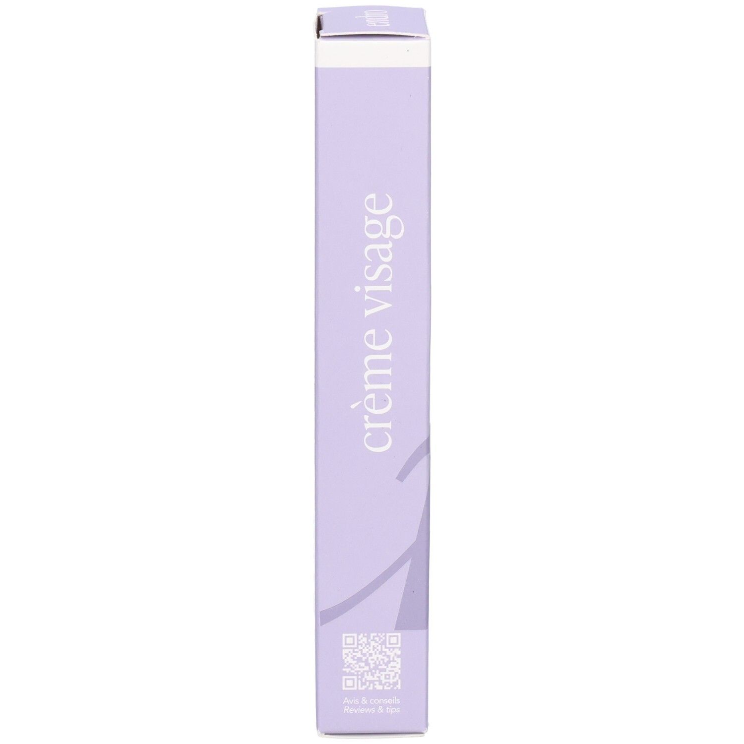 Seitenansicht der Endro Anti-Aging Tagescreme Verpackung mit dem Schriftzug "crème visage".