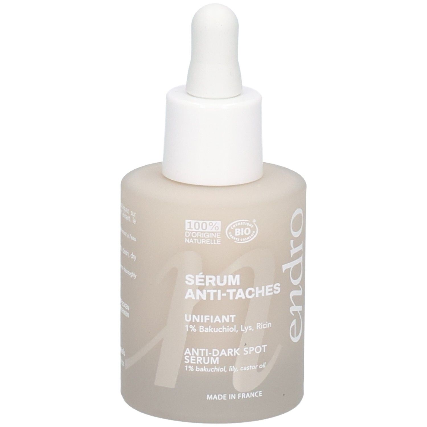 Endro Sérum Anti-Taches: Flakon mit Pipette. Enthält 1% Bakuchiol.