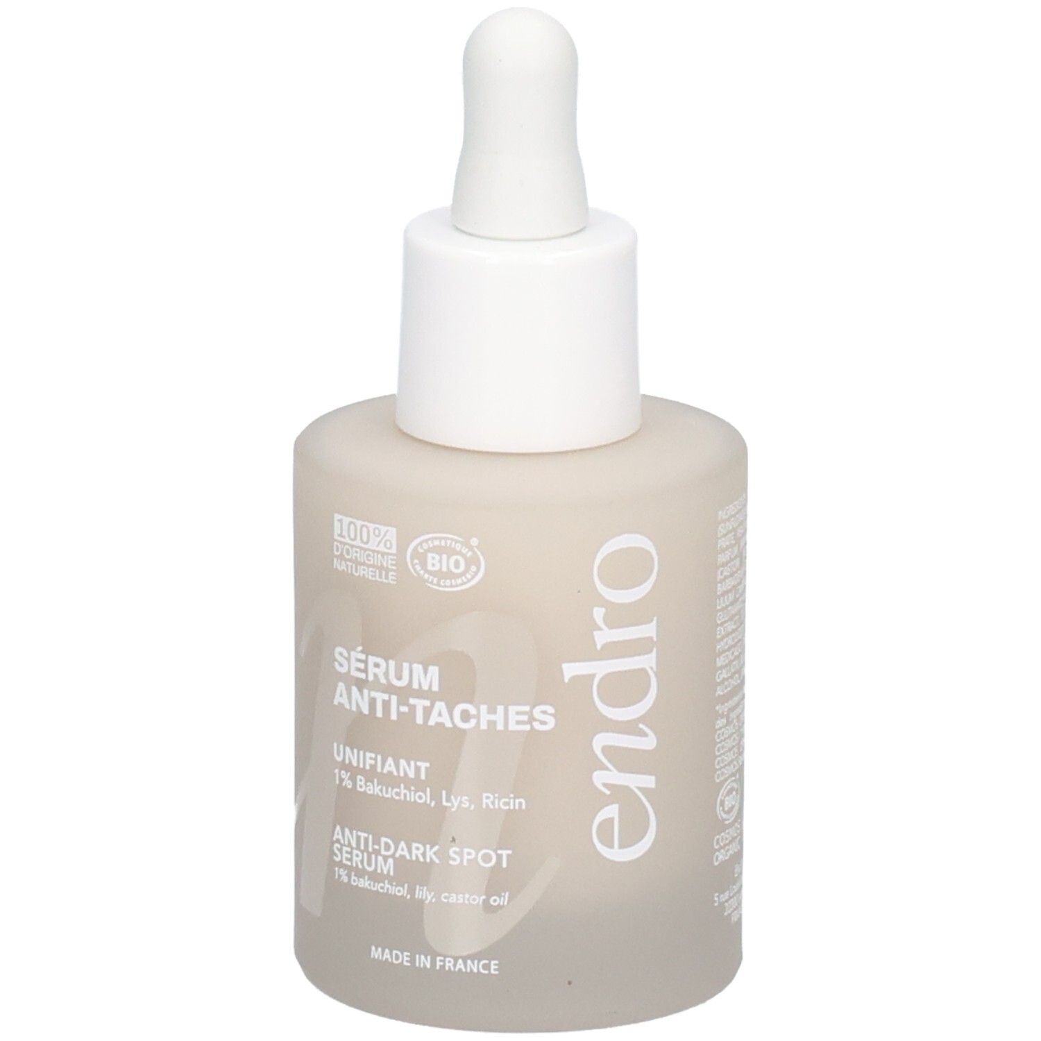 Endro Sérum Anti-Taches: Flakon mit Pipette. Enthält 1% Bakuchiol.