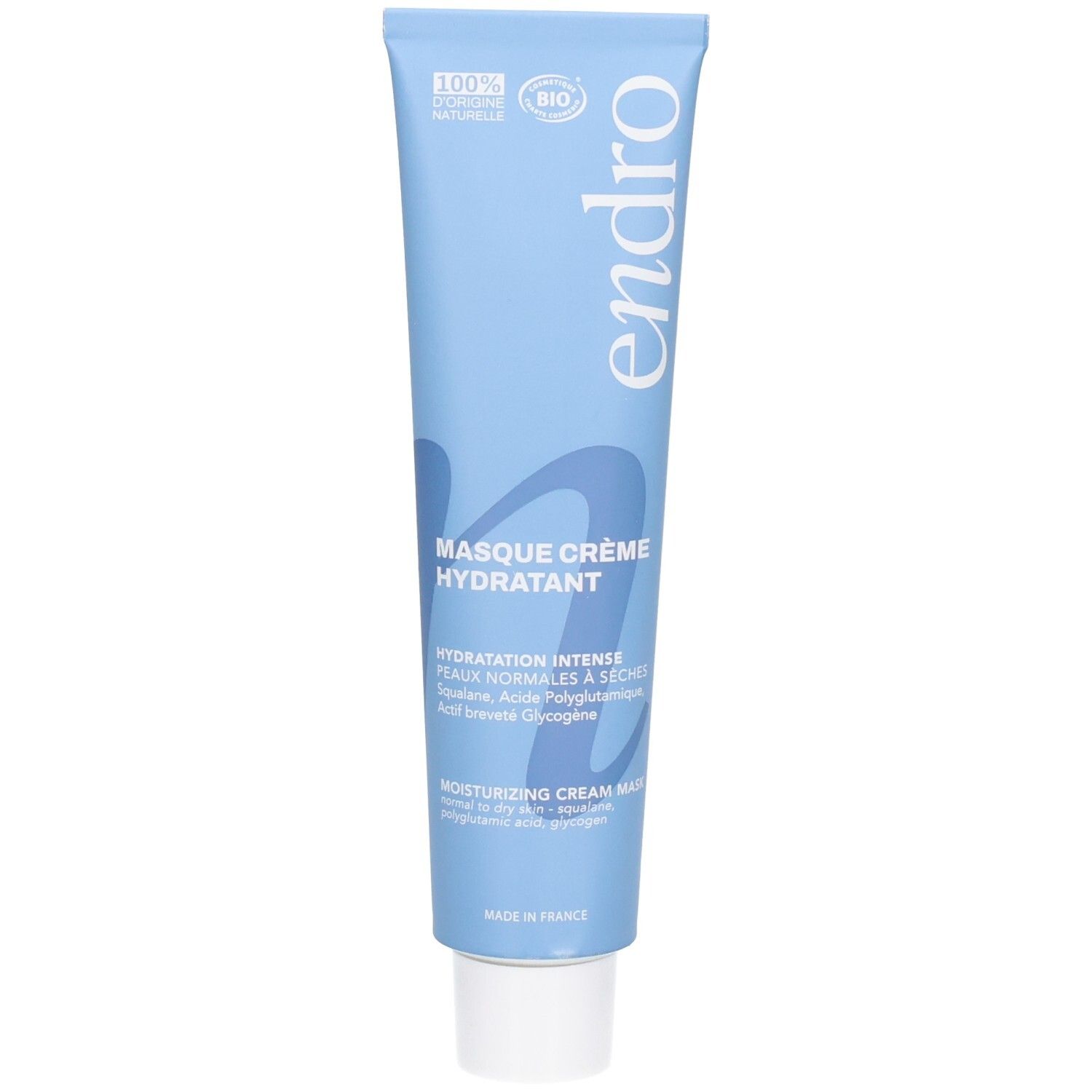 Endro Feuchtigkeitsspendende Creme Maske, 75ml Tube. 100% natürliche Inhaltsstoffe, Bio-zertifiziert.