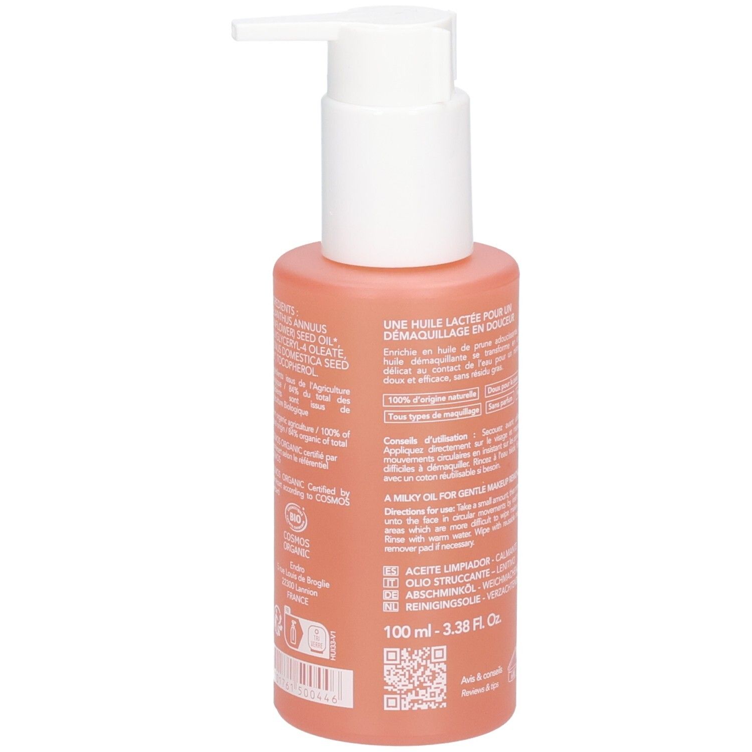 Endro Milchiges Reinigungsöl. Enthält biologische Öle. Hergestellt in Frankreich. 100ml - 3.38 Fl. Oz.