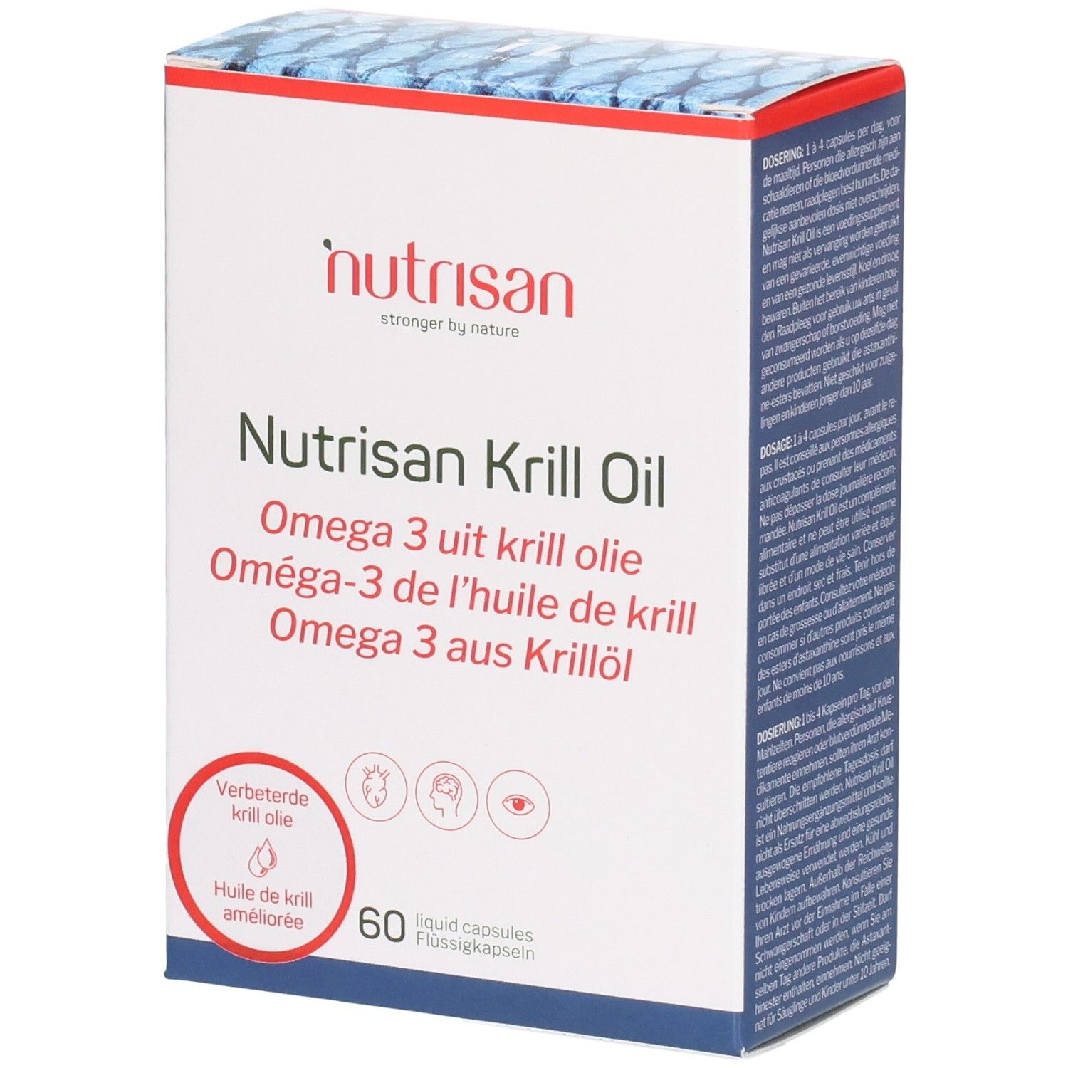 Nutrisan Krill Oil Verpackung mit 60 Flüssigkapseln.