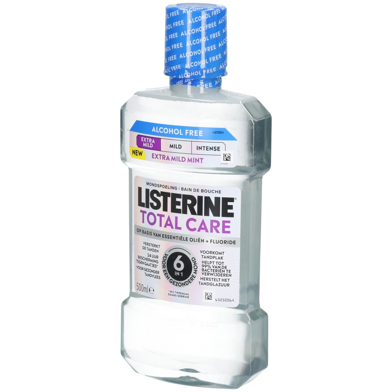 Listerine Total Care Extra Mild Mint Mundspülung, 500ml, alkoholfrei.