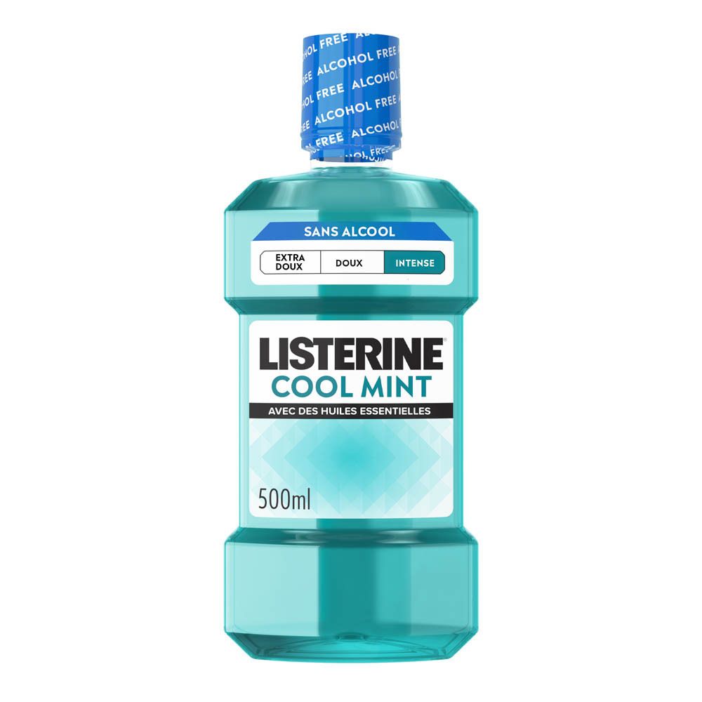 Listerine Cool Mint Mundwasser, 500ml, alkoholfrei.