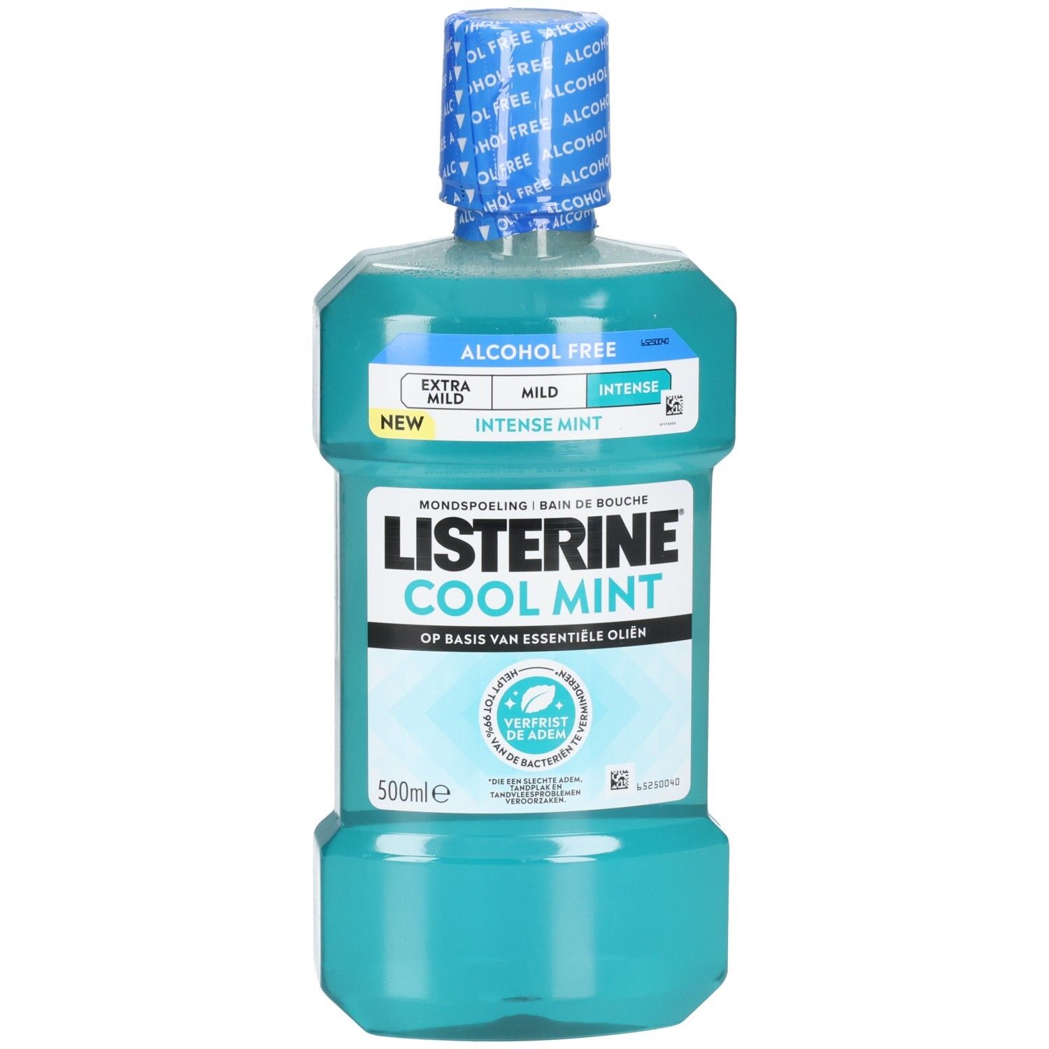 Listerine Cool Mint Mundspülung, 500ml, alkoholfrei, mit intensivem Minzgeschmack.