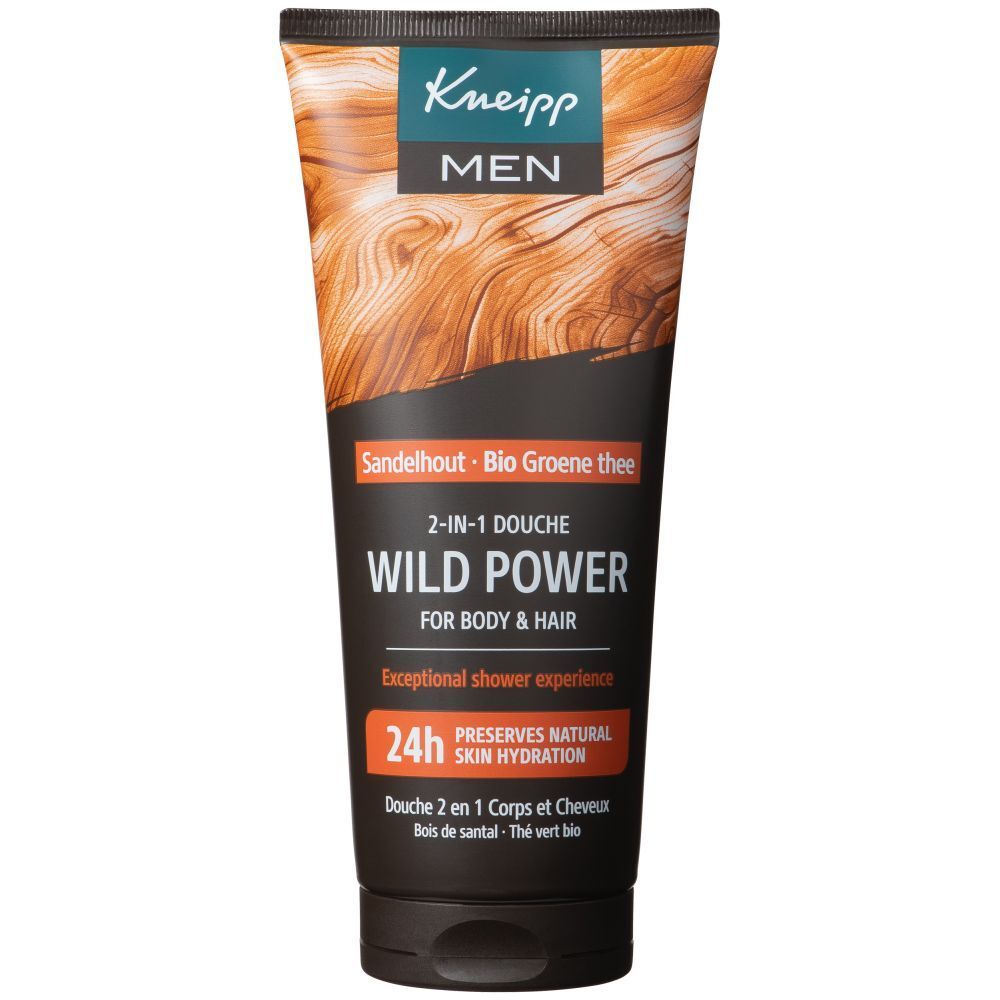 Kneipp Men Douche 2-en-1 Wild Power pour Corps & Cheveux, Bois de santal & Thé vert bio.