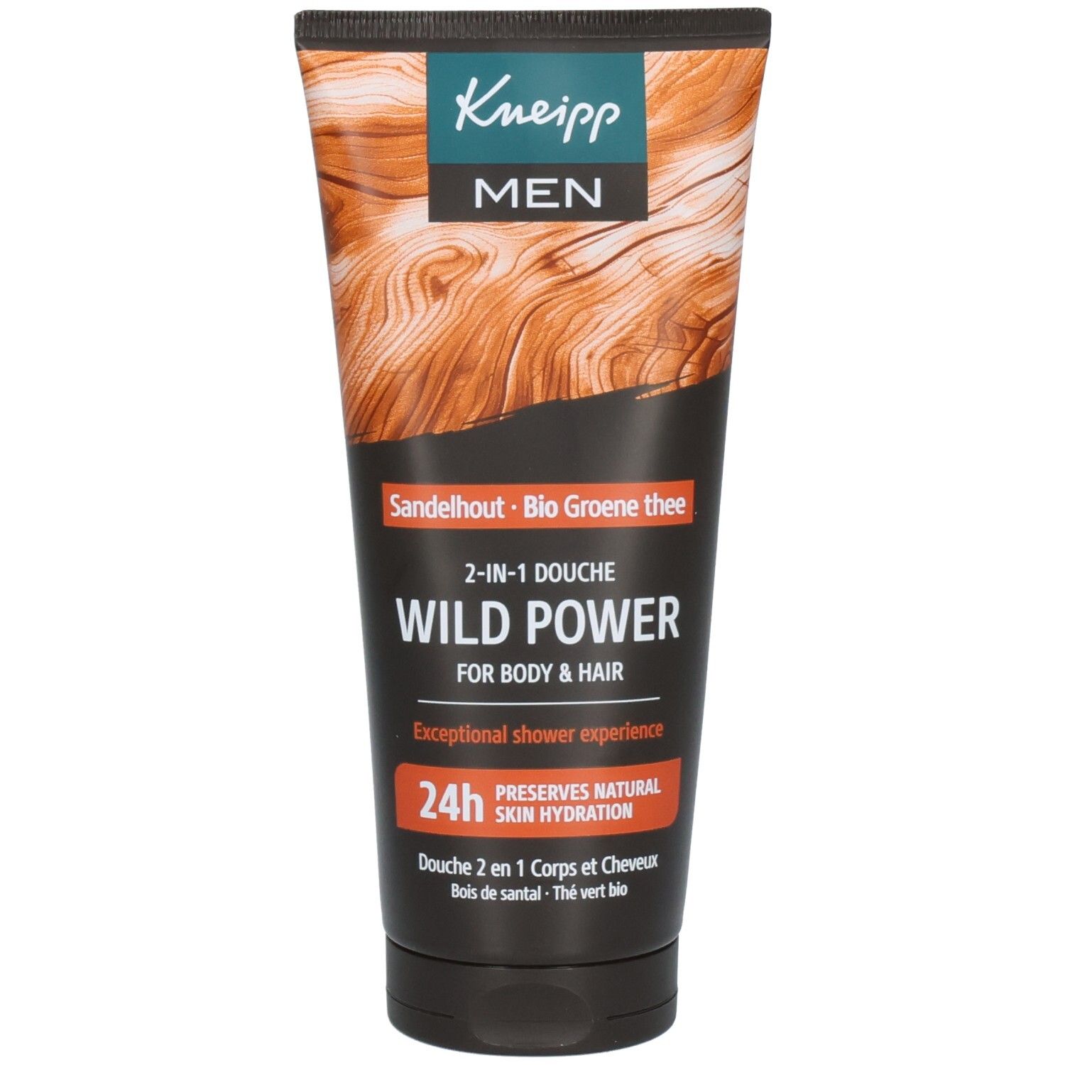 Kneipp Men 2-in-1 Douche Wild Power für Körper & Haar, Sandelholz & Bio Grüne Tee.